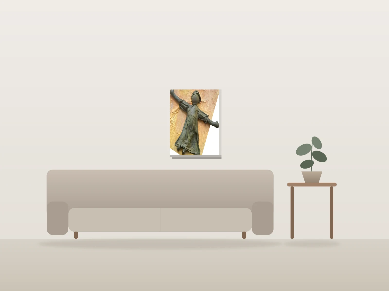 Sans titre by Shawna Art shown to scale in a room