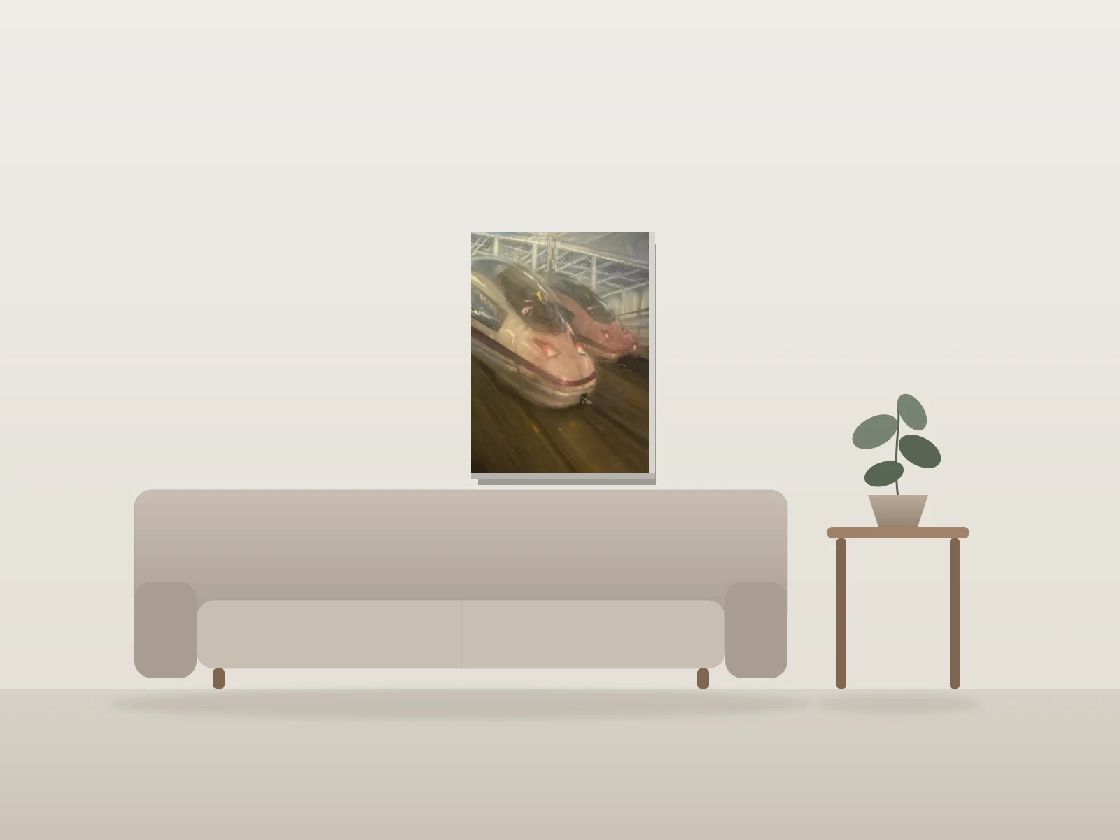 Sans titre by arpi shown to scale in a room