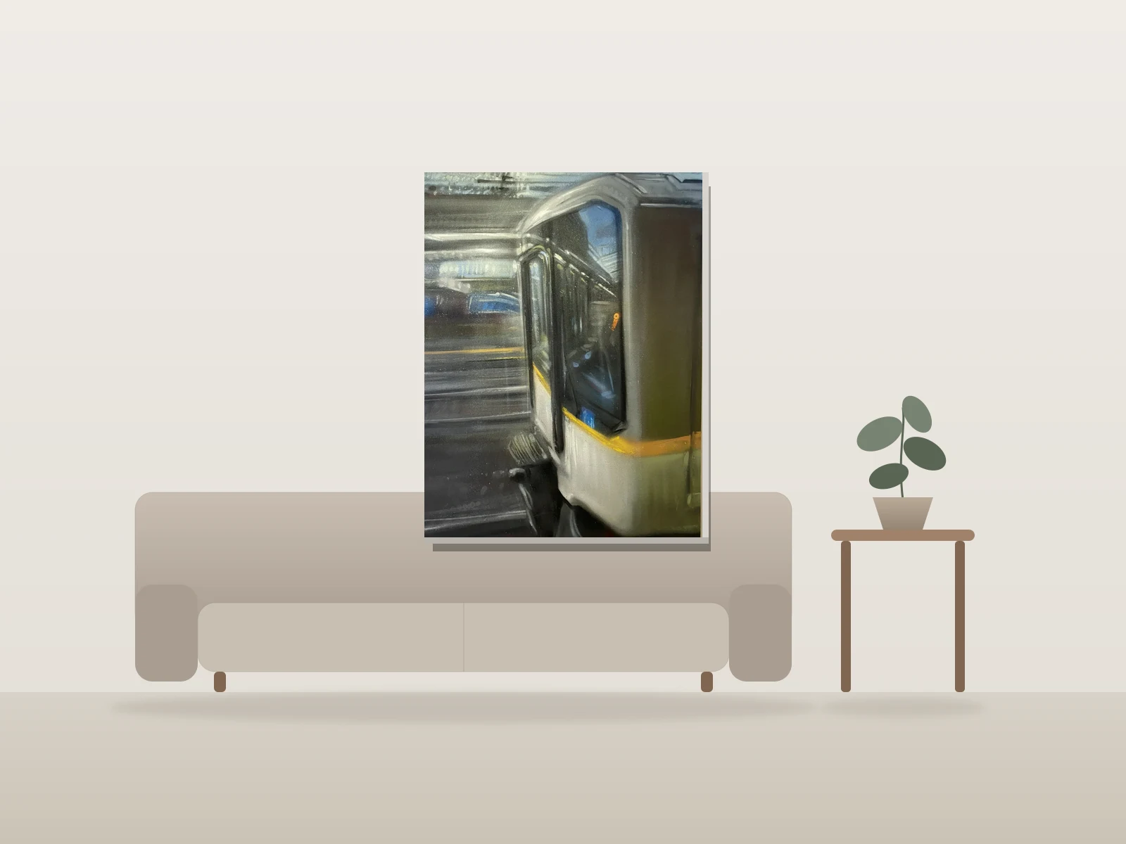Sans titre by arpi shown to scale in a room