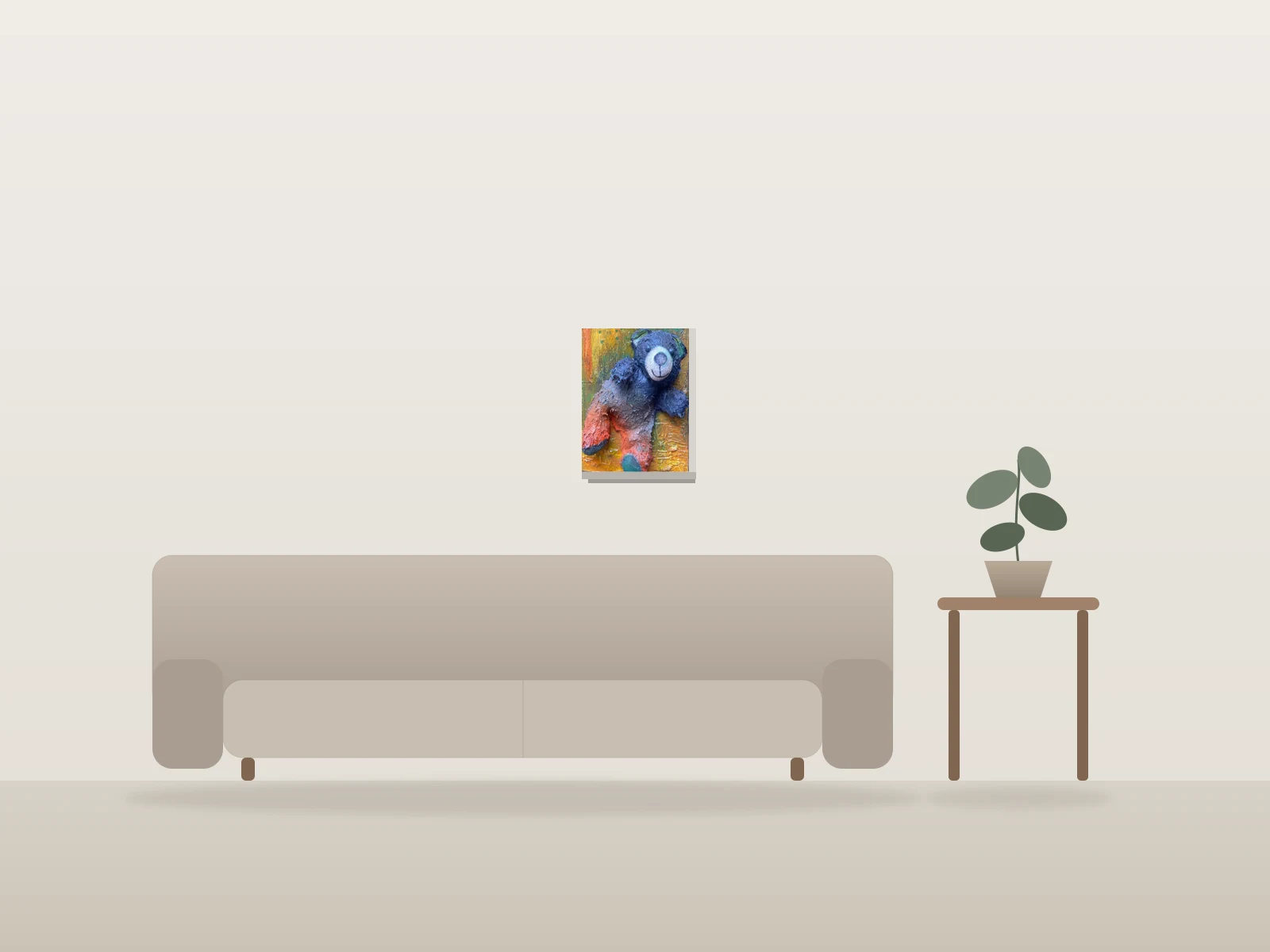 L'ourson by Shawna Art shown to scale in a room