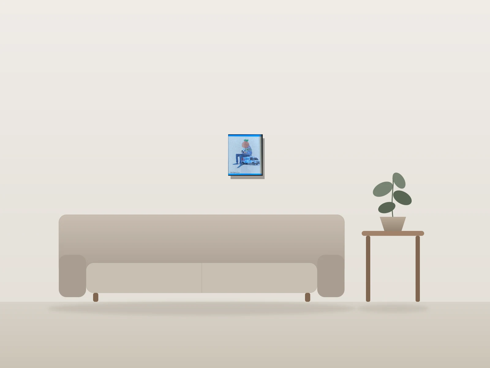 Sans titre by Timoh Garcia shown to scale in a room