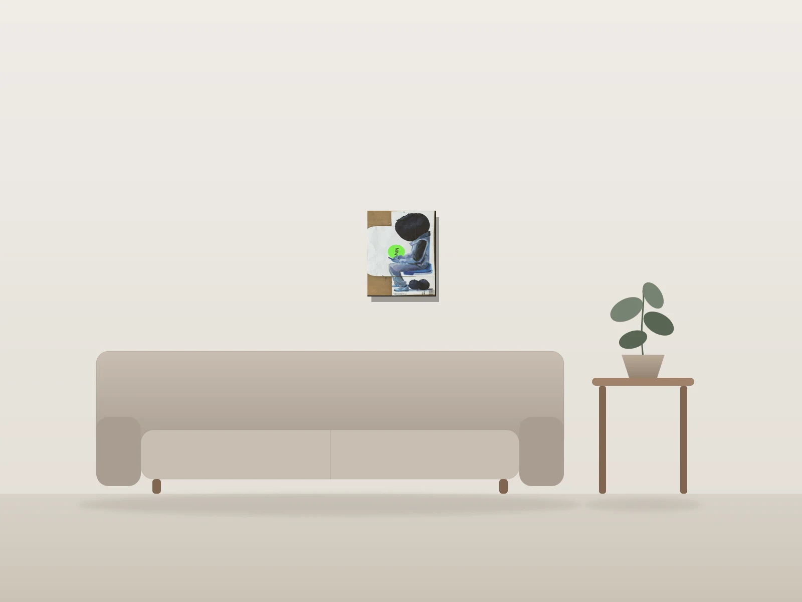 Sans titre by Timoh Garcia shown to scale in a room