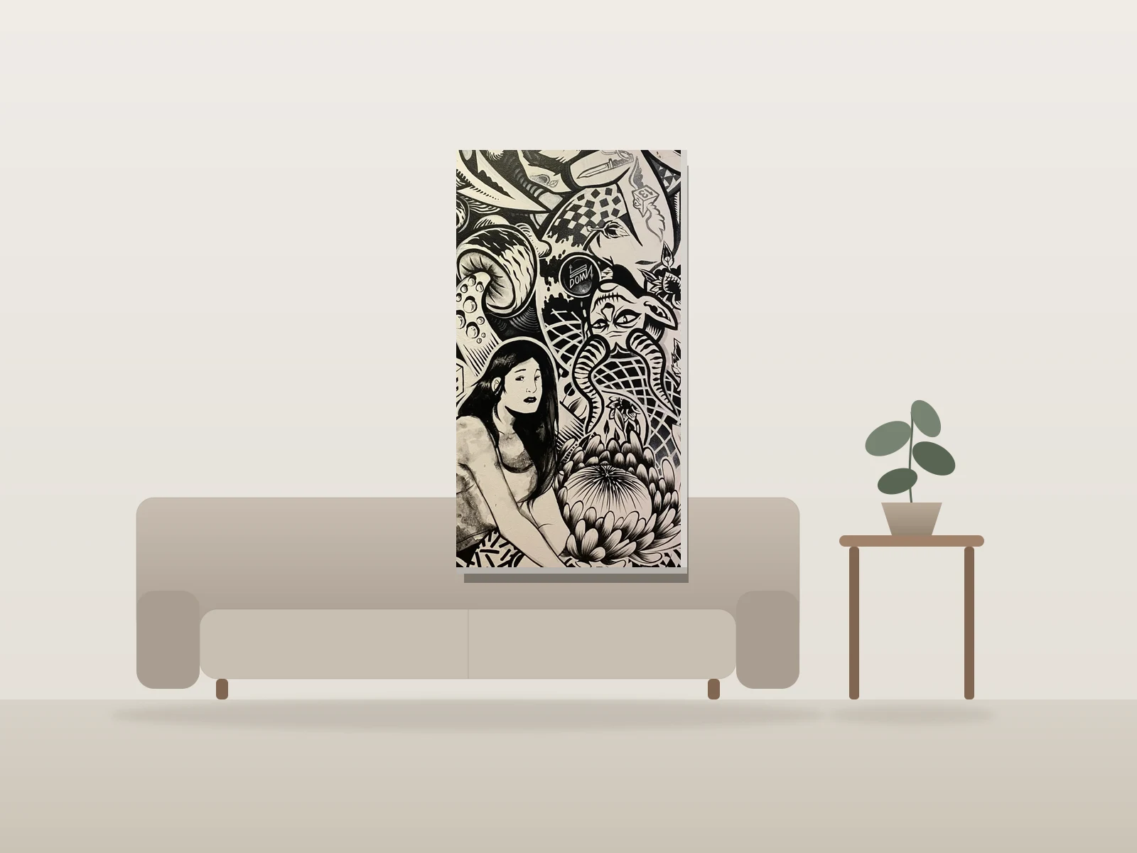Sans titre by En Masse shown to scale in a room