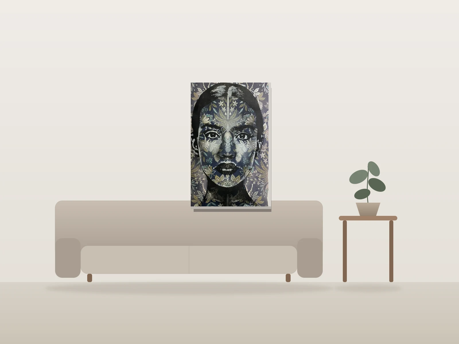 Sans titre by Mateo Humano shown to scale in a room