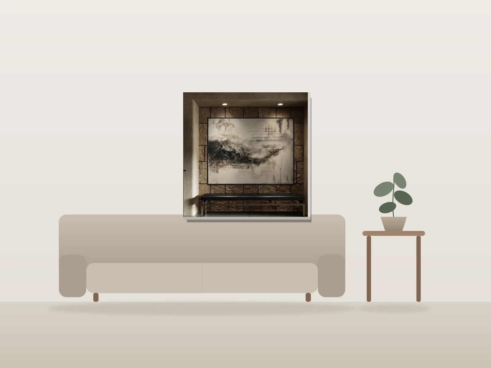 Awakening Earth by Christina Coscia shown to scale in a room