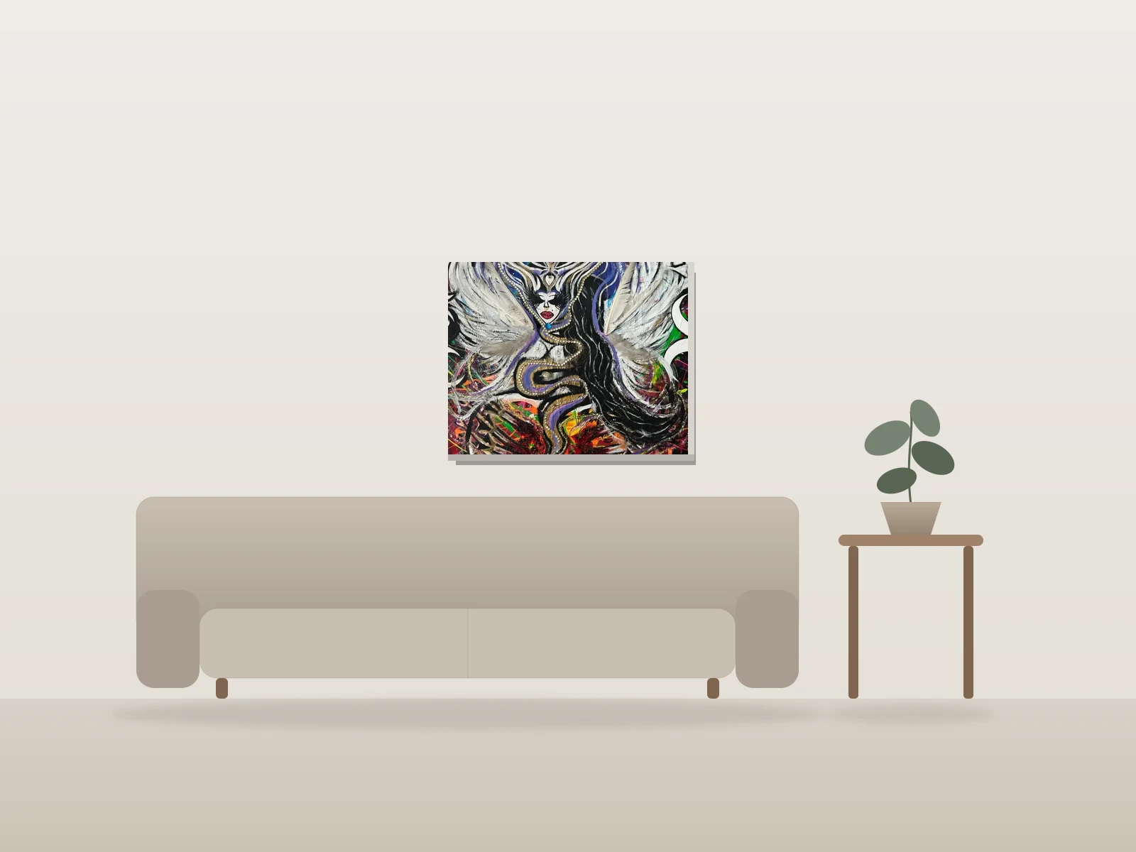 Mort de l'égo by Alexandra Hayes shown to scale in a room