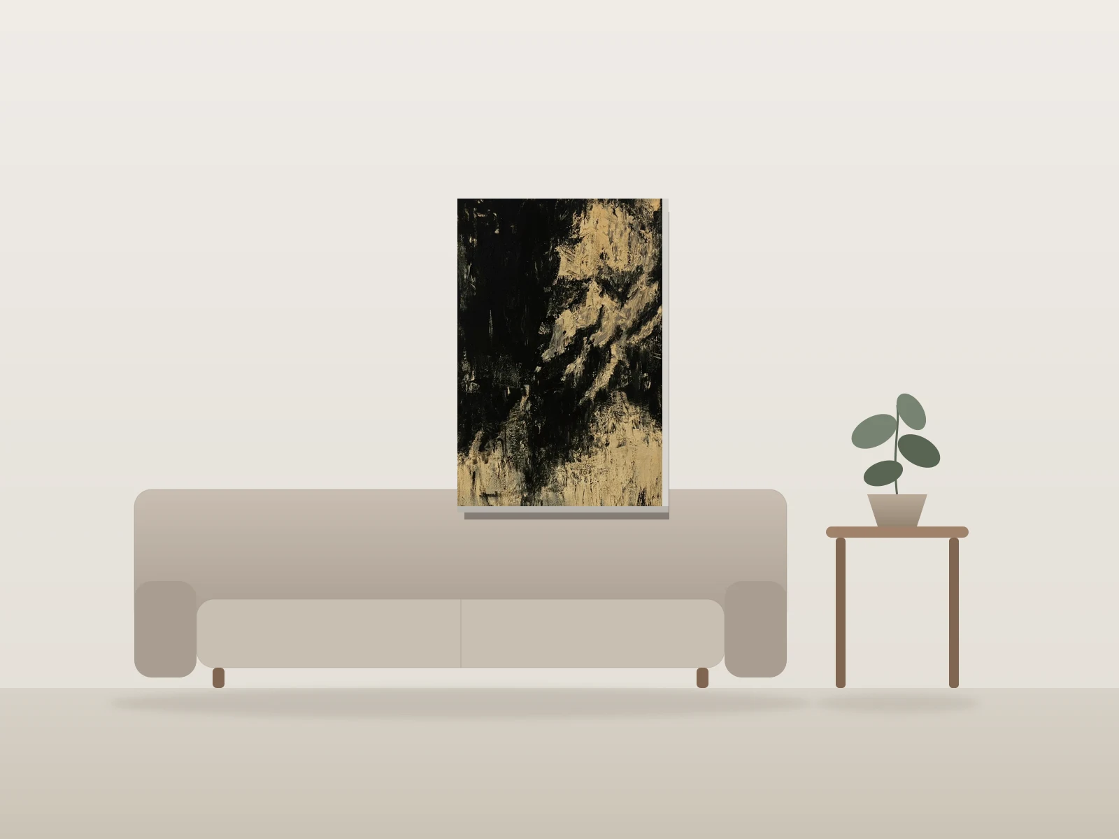 Un homme en deuil de l'absence de sens by Louis Andrada shown to scale in a room