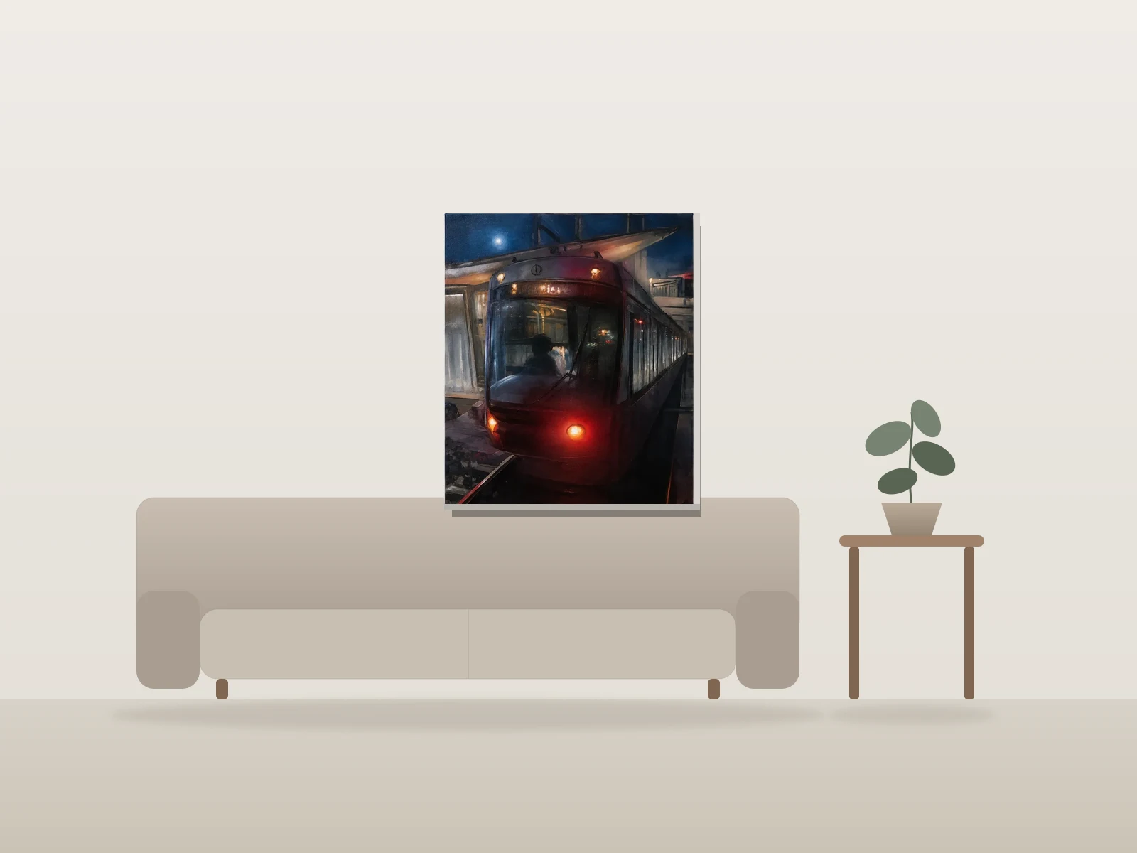 Sans titre by arpi shown to scale in a room