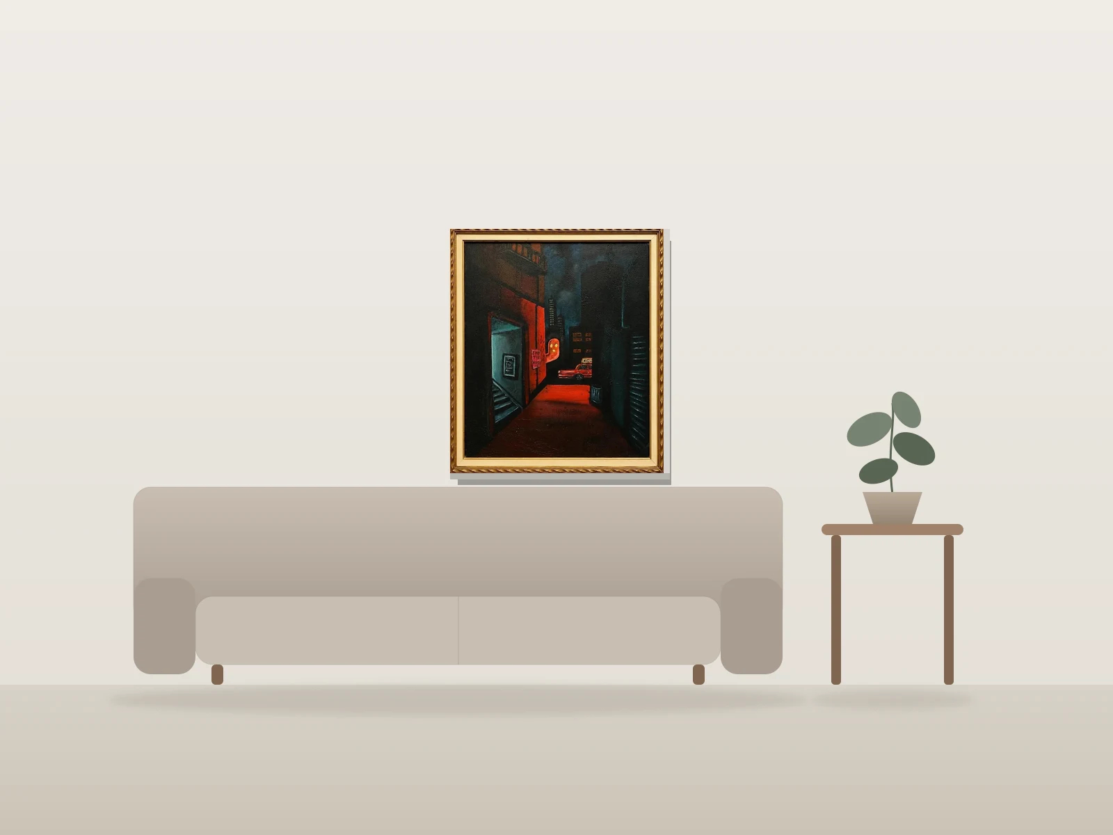 Sans titre by Wolf shown to scale in a room