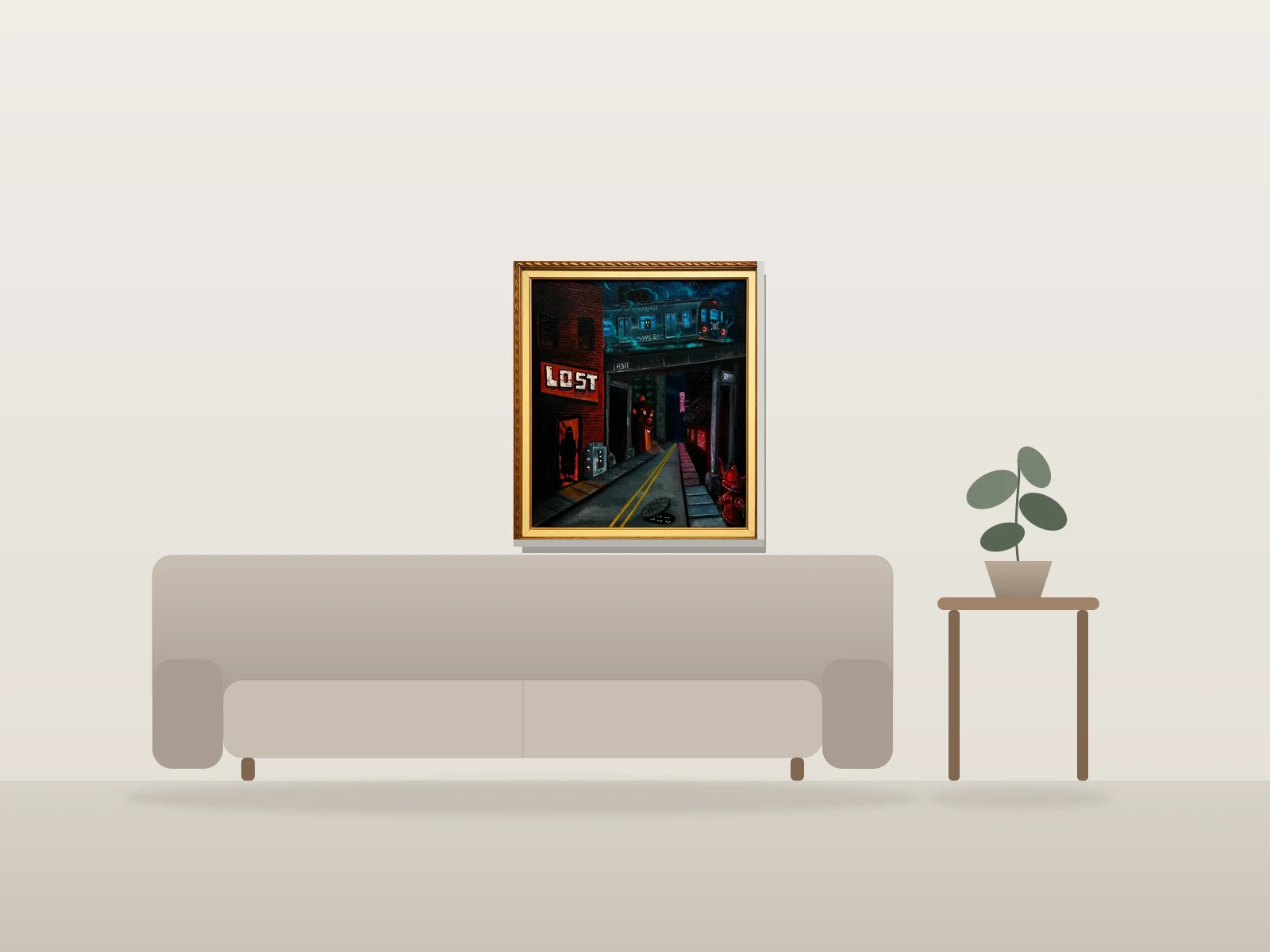 Sans titre by Wolf shown to scale in a room