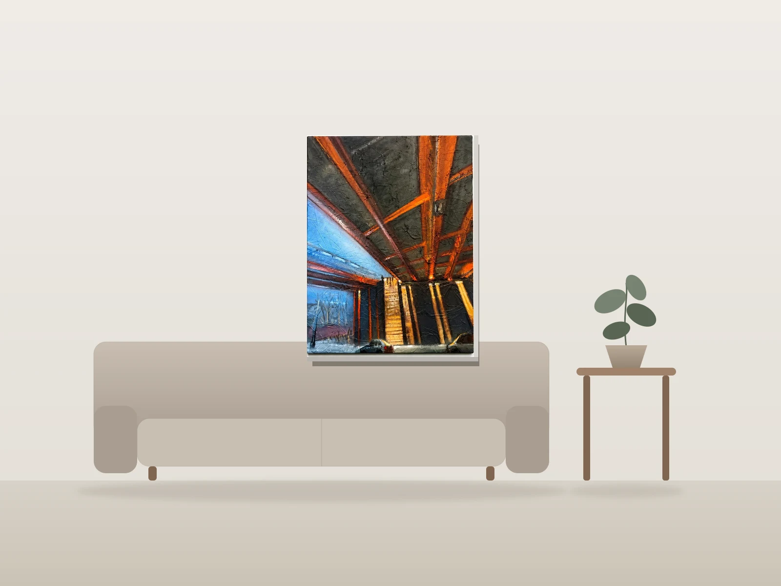 Sans titre by arpi shown to scale in a room