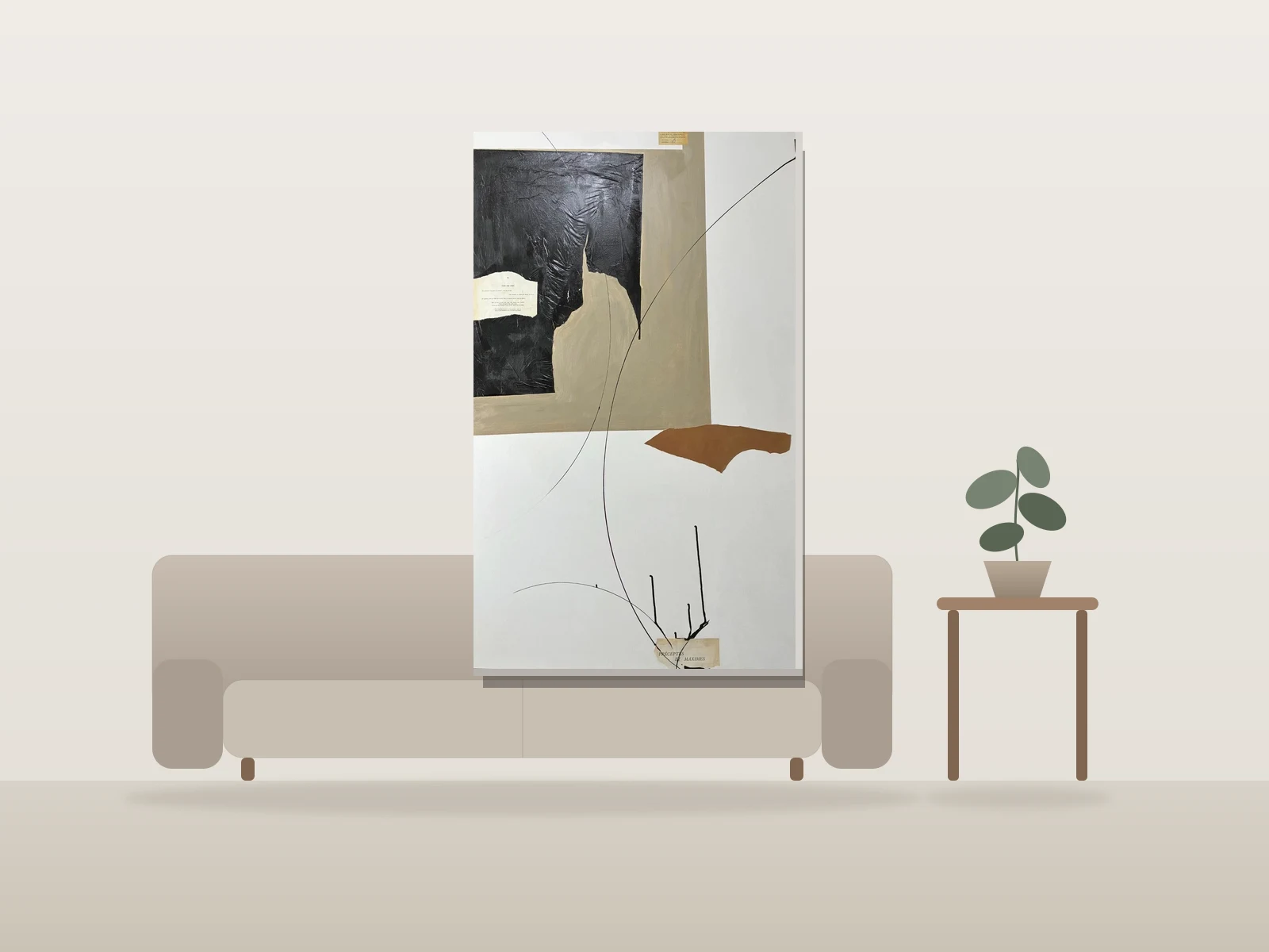 Préceptes by Rousso artiste shown to scale in a room