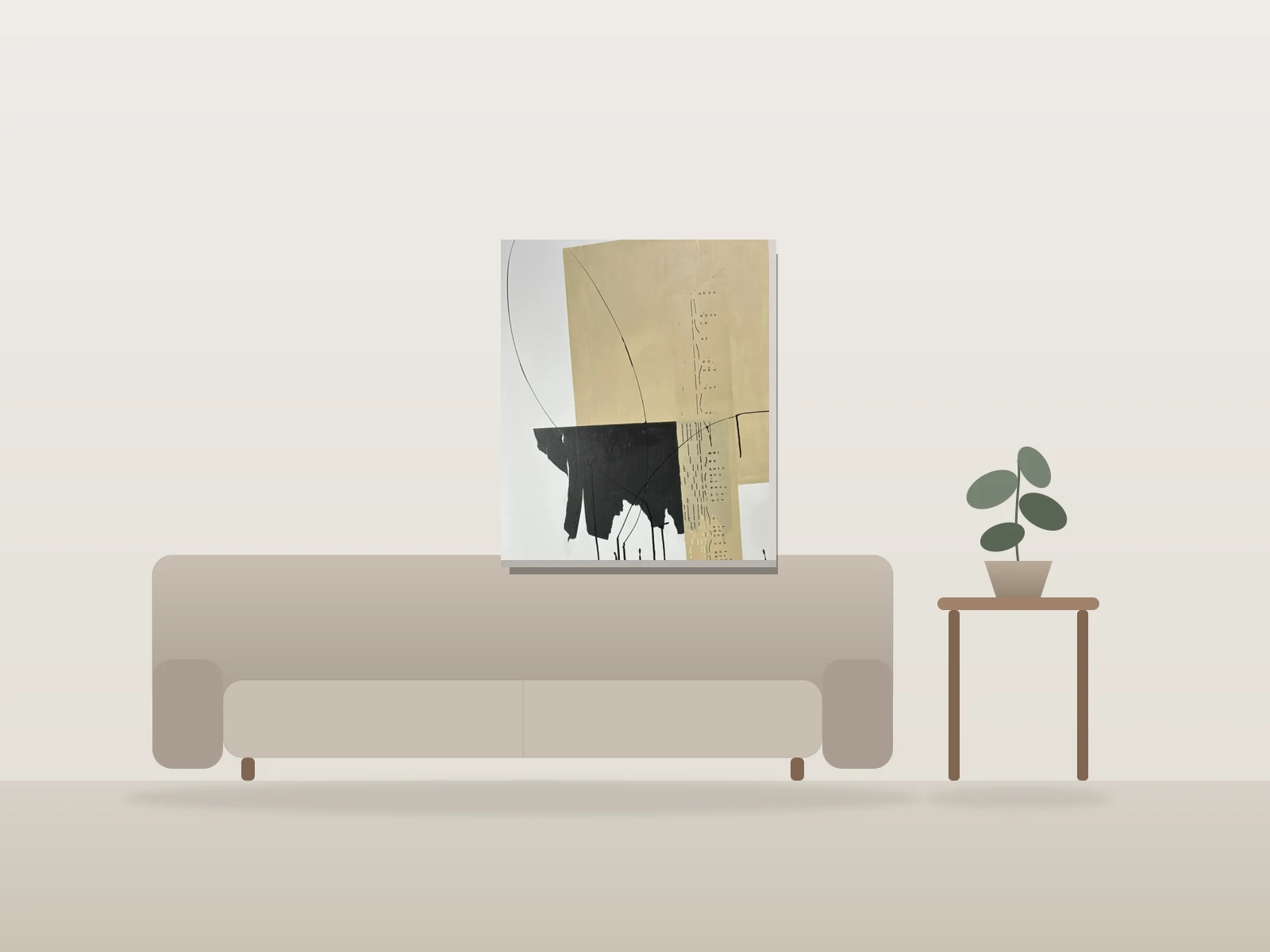 Rouleau de piano by Rousso artiste shown to scale in a room