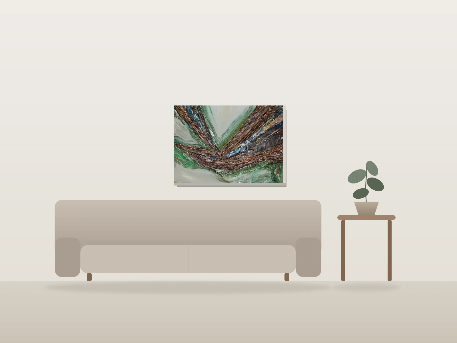 Le verbe ramper by Nadim shown to scale in a room