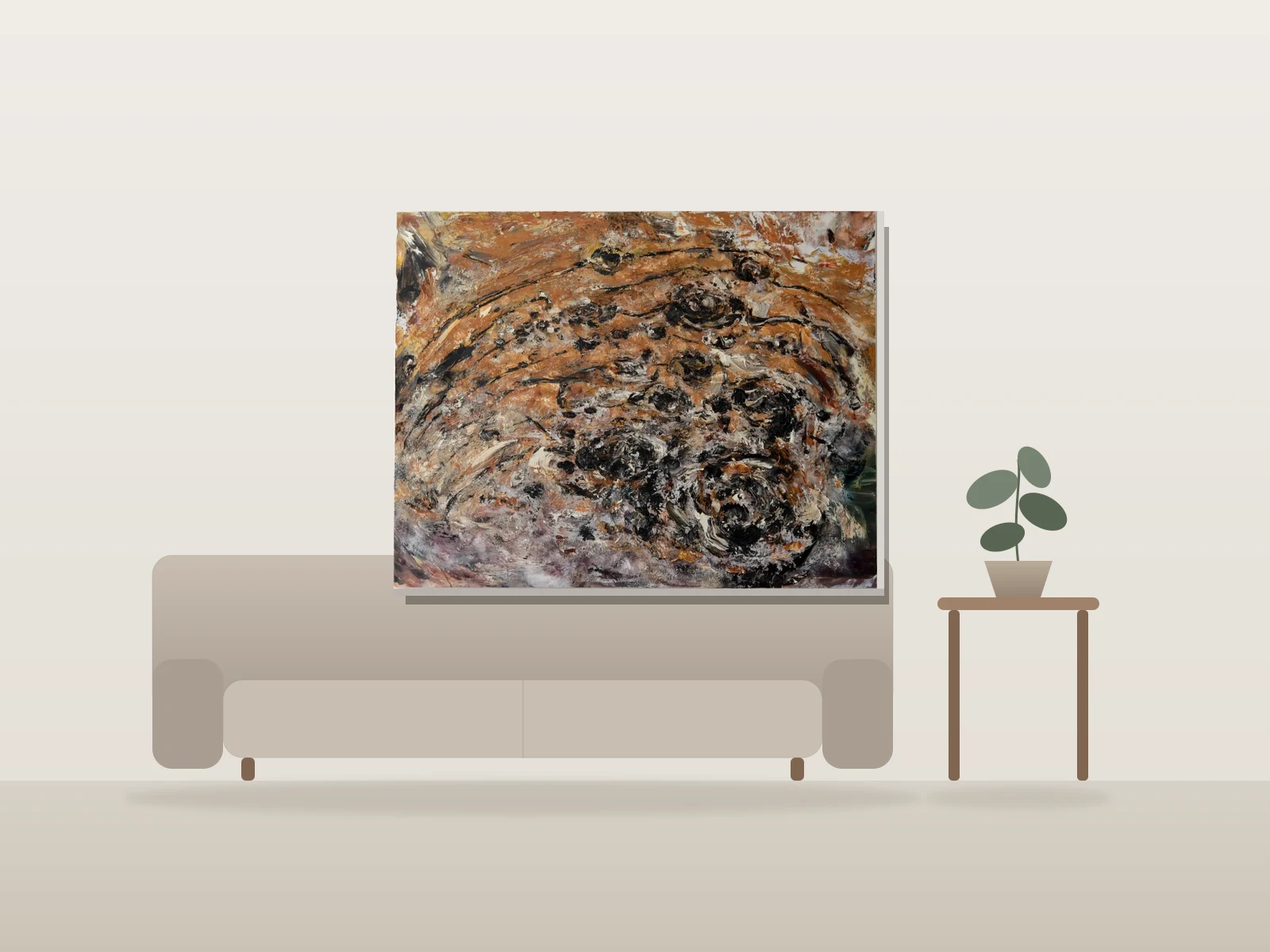 La fin d'un son strident by Nadim shown to scale in a room