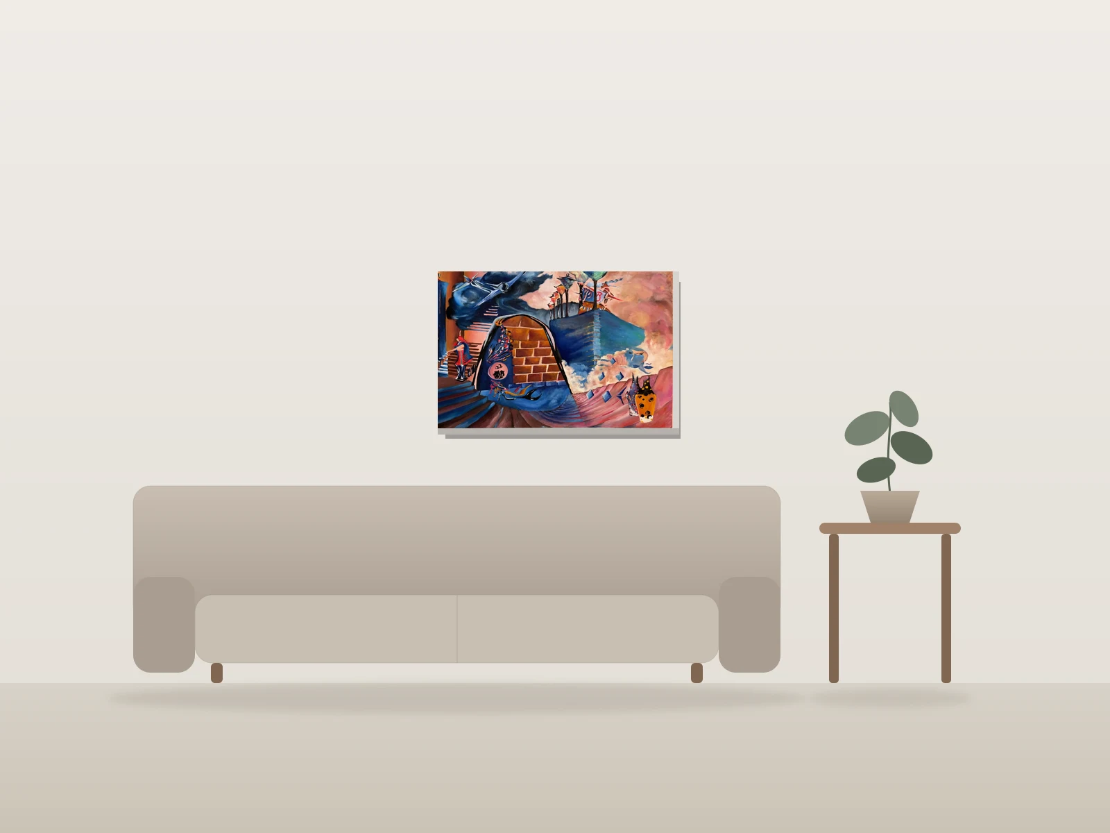 Autoportrait ‘25 by BCD shown to scale in a room