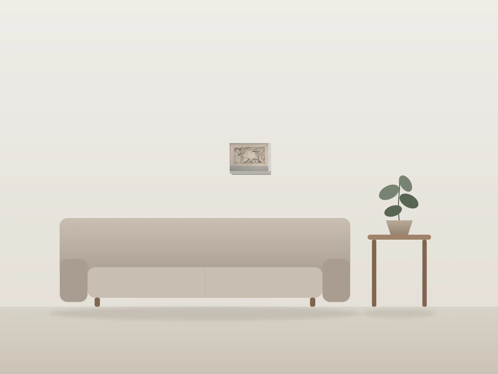 Frisbee et Fruit - Preuve 1 by BCD shown to scale in a room