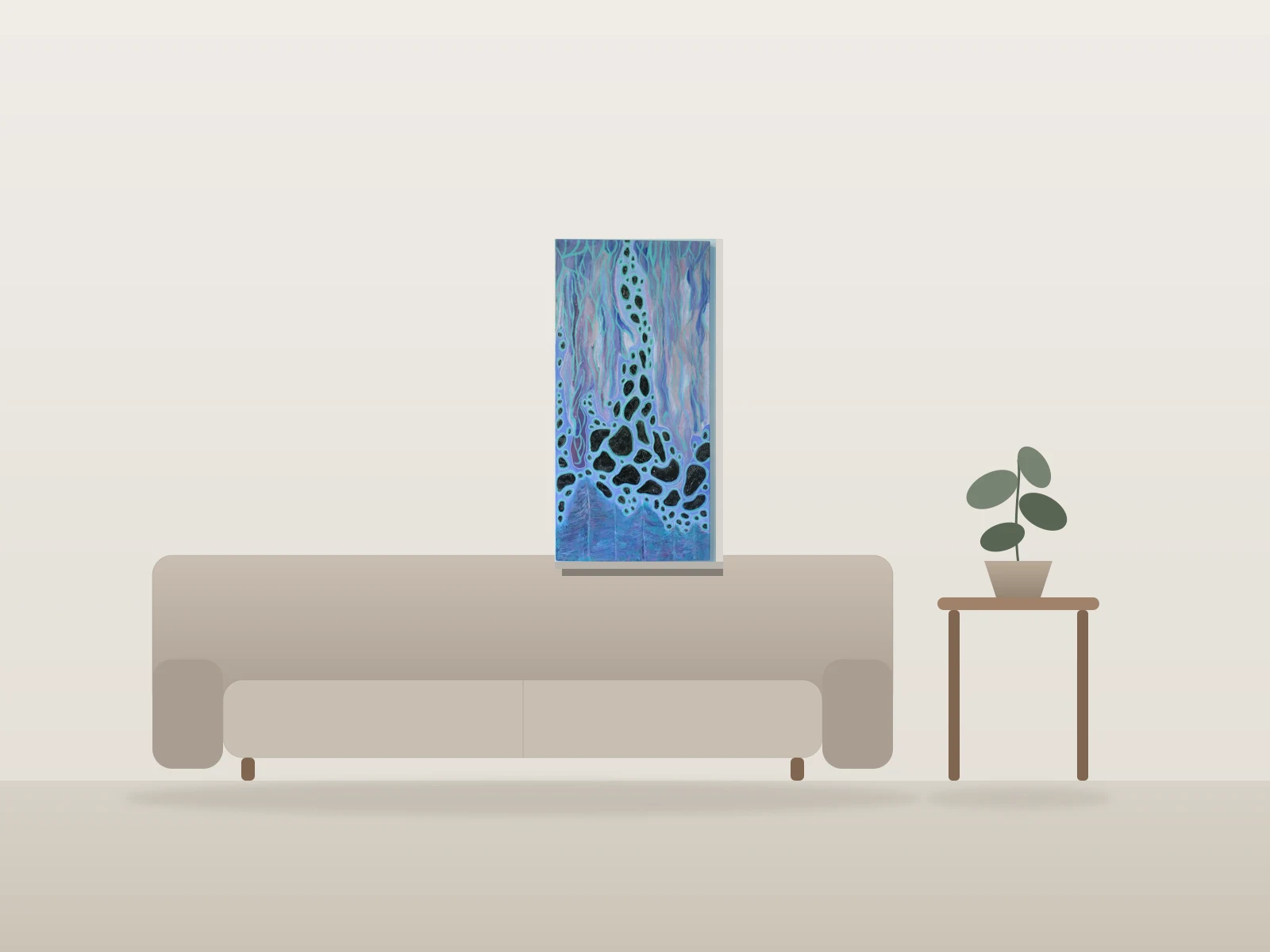 Aurore boréale by Vey shown to scale in a room