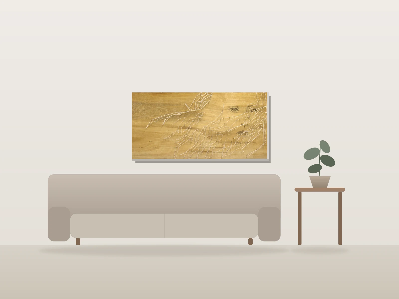 Enfant inconnu by Vey shown to scale in a room