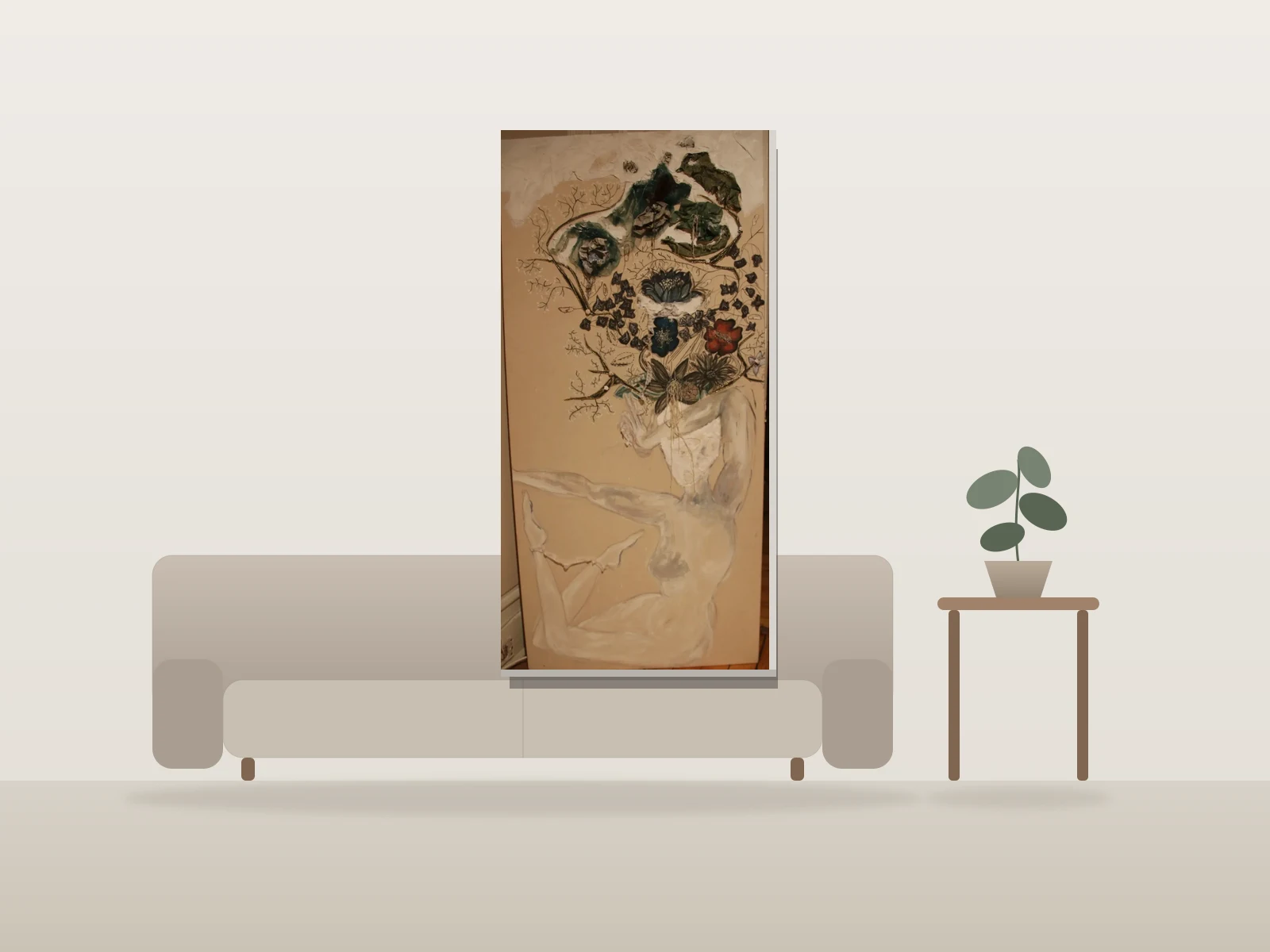 La peau de la peinture by Vey shown to scale in a room