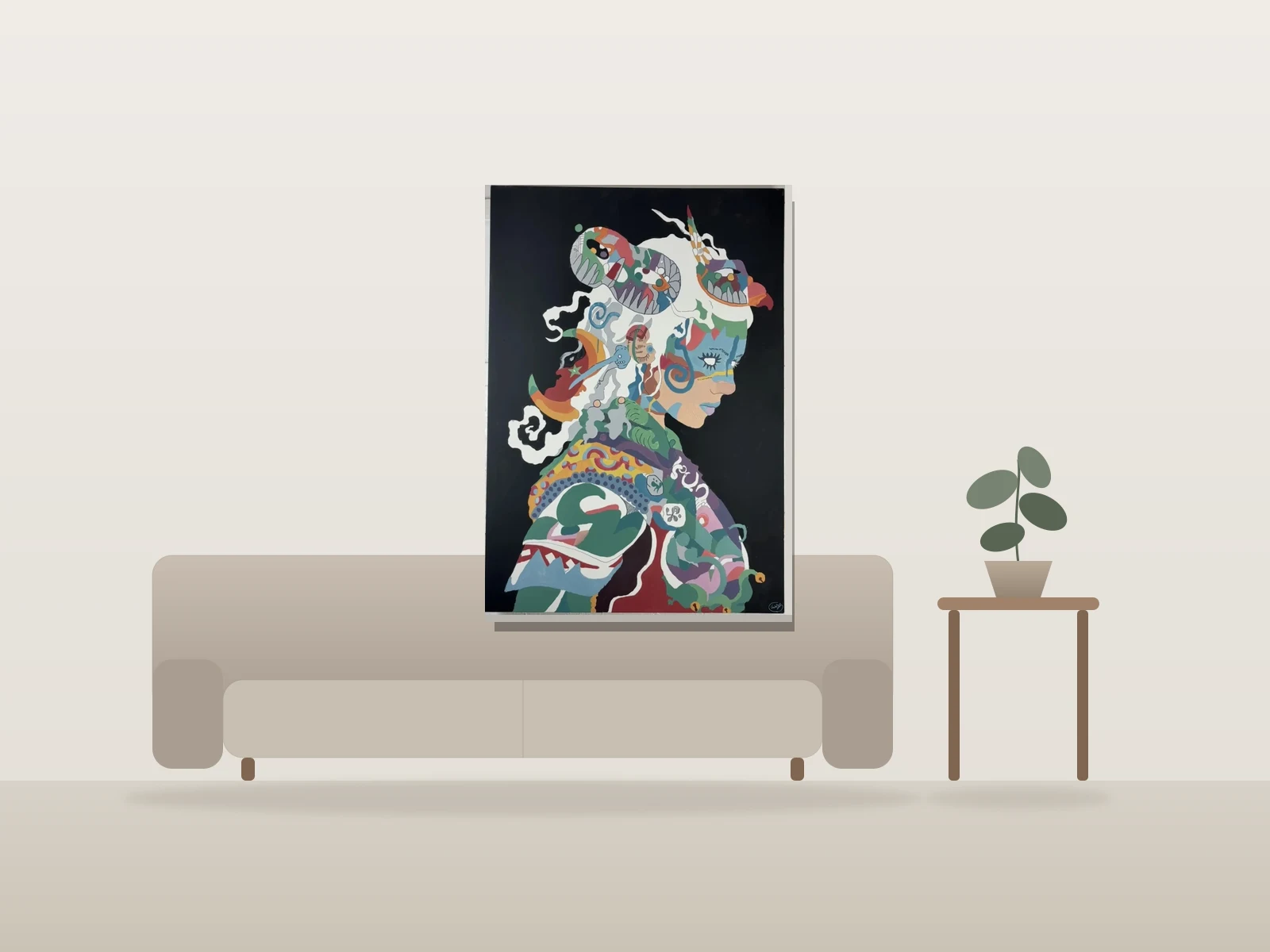 Commedia by GWAN shown to scale in a room