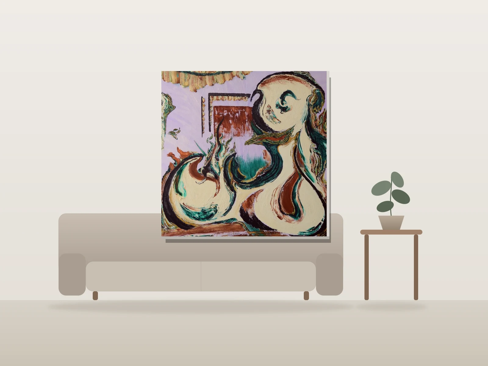 Ne persuader personne by Nadim shown to scale in a room