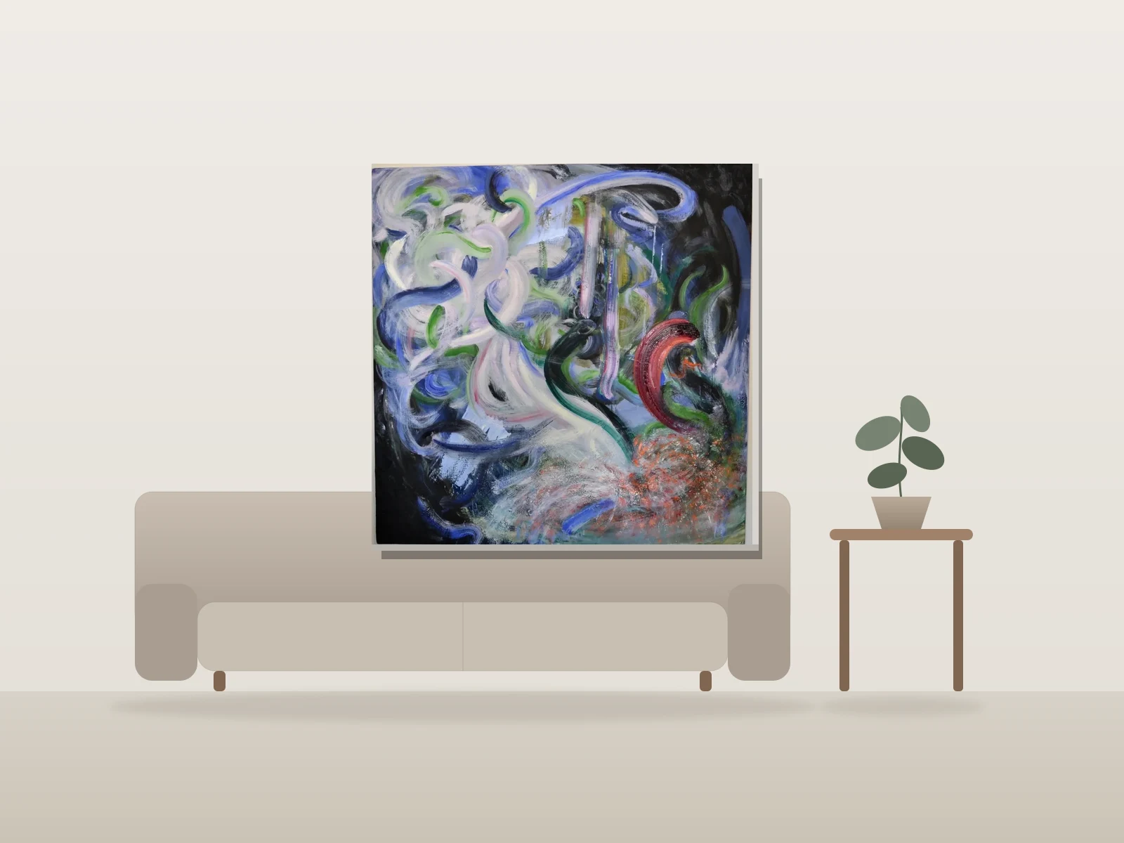 Hurlement II by Nadim shown to scale in a room