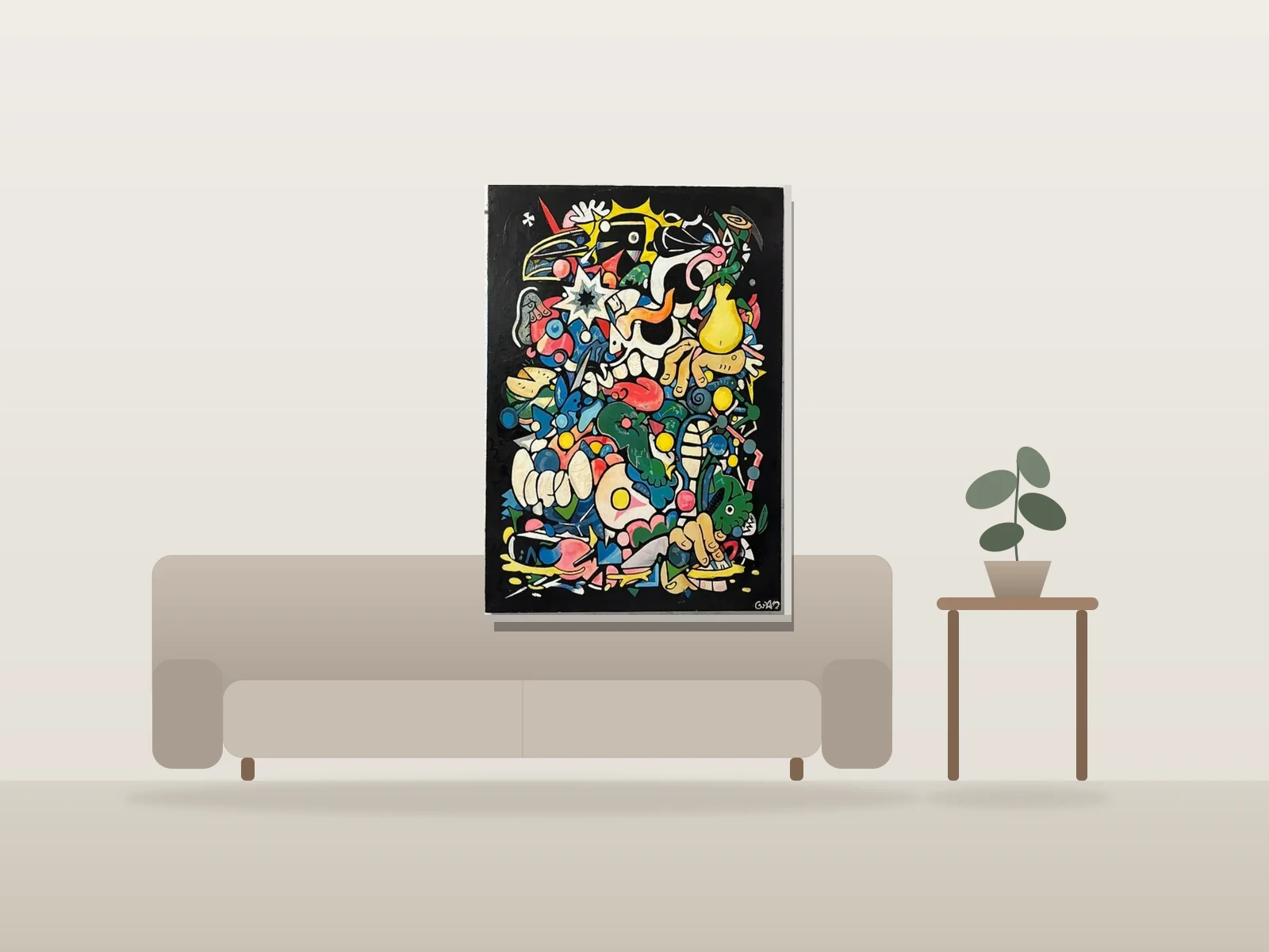Gum gum by GWAN shown to scale in a room