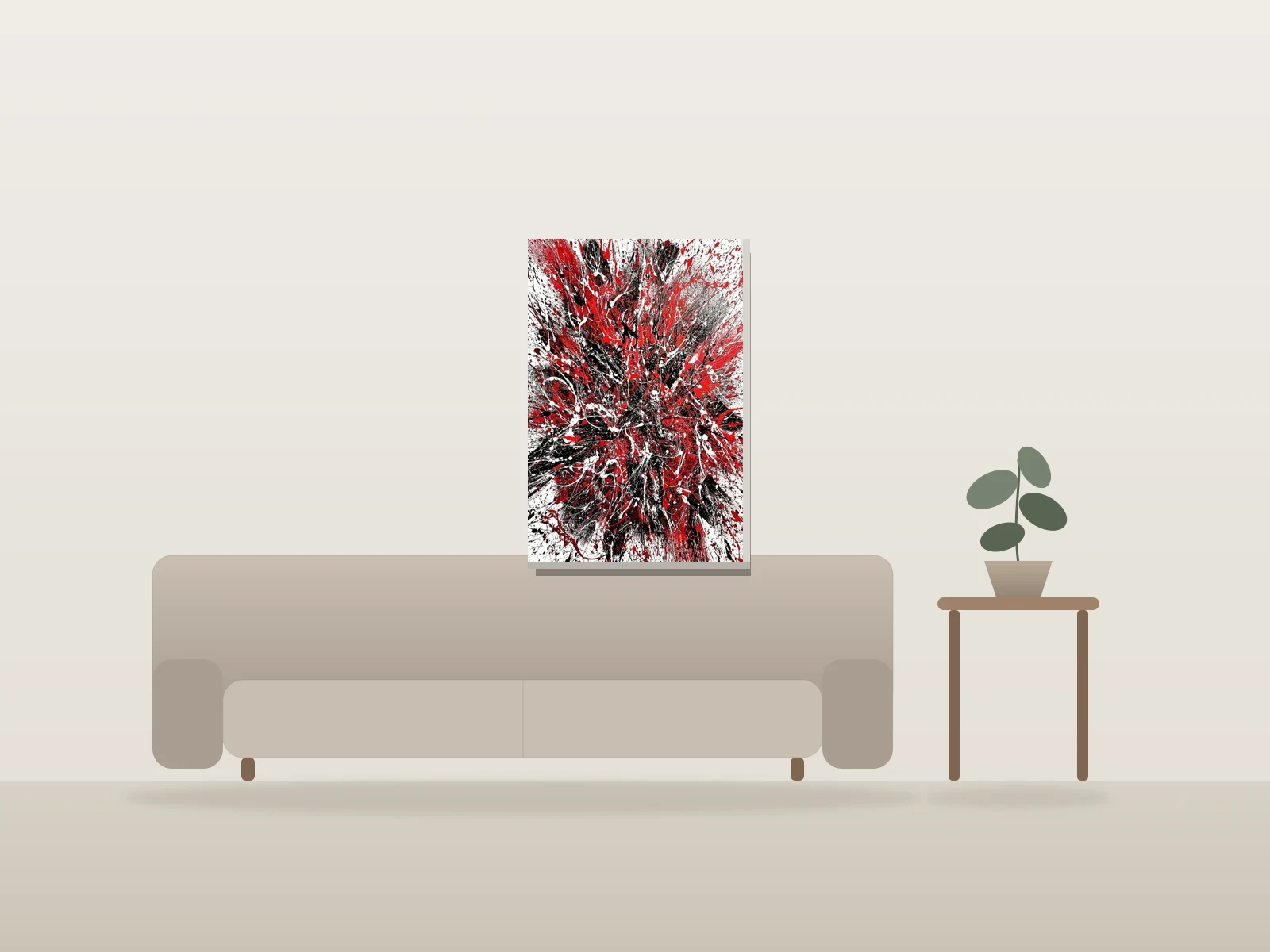 Rouge n°2 by Charles Drapeau shown to scale in a room