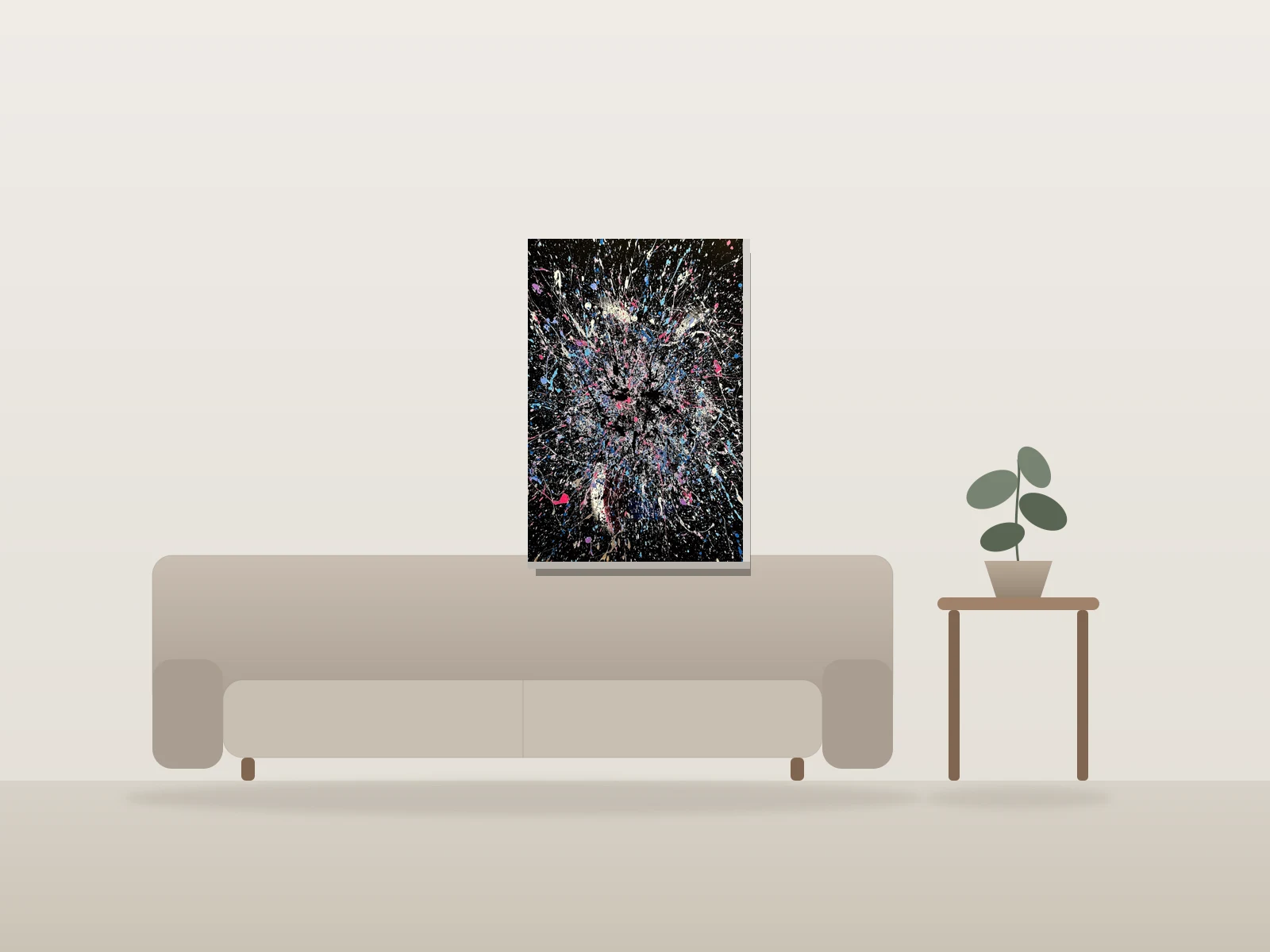 Mélange n°1 by Charles Drapeau shown to scale in a room