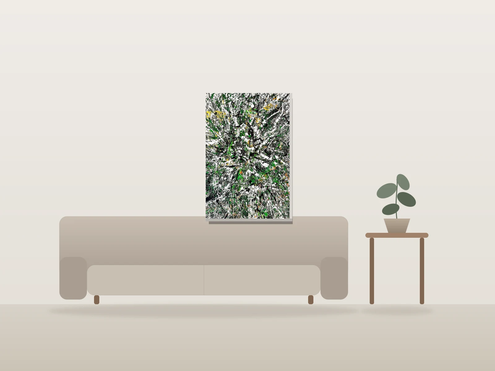 Vert n°1 by Charles Drapeau shown to scale in a room