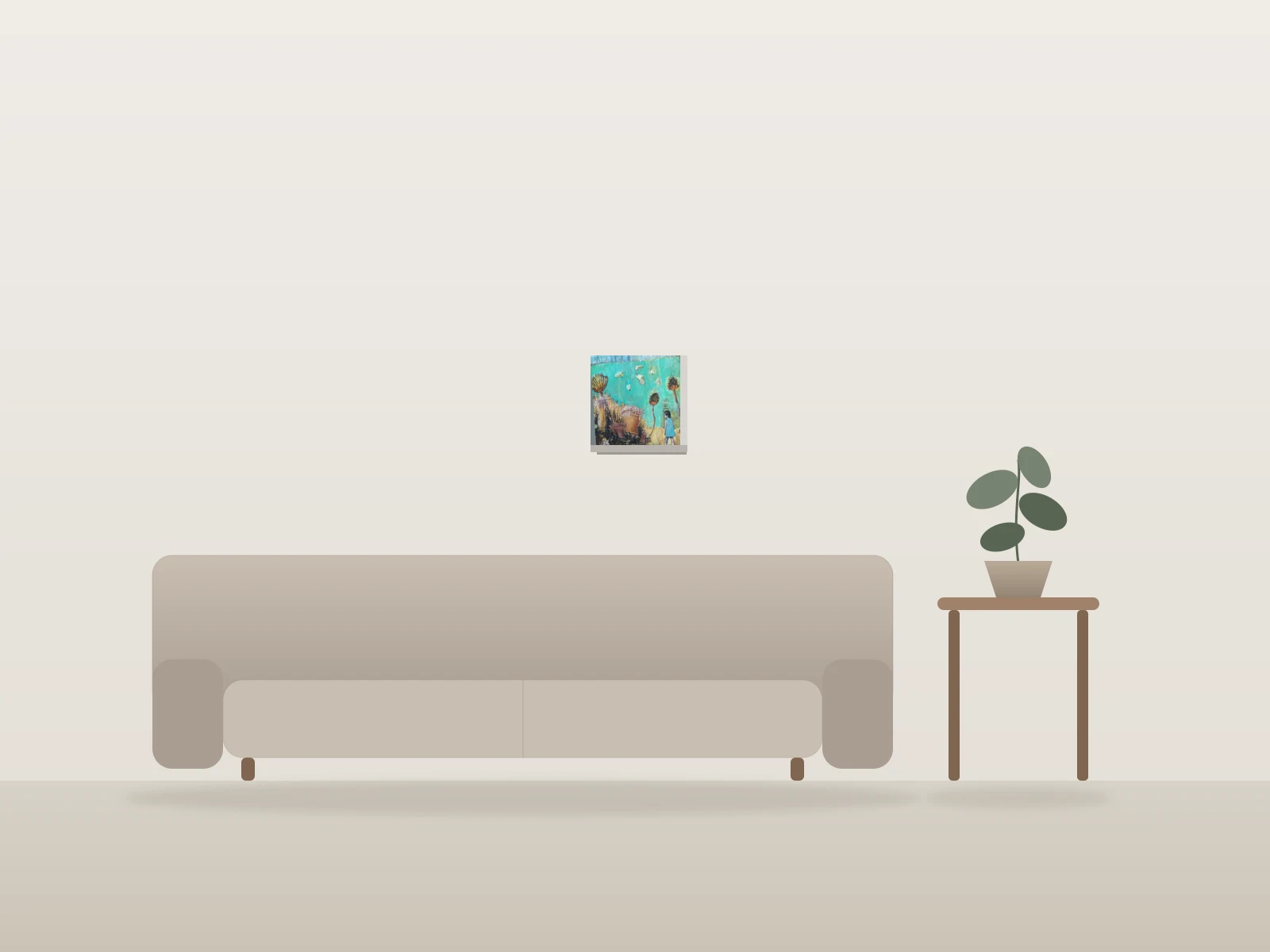Excursion by Isa C artiste shown to scale in a room