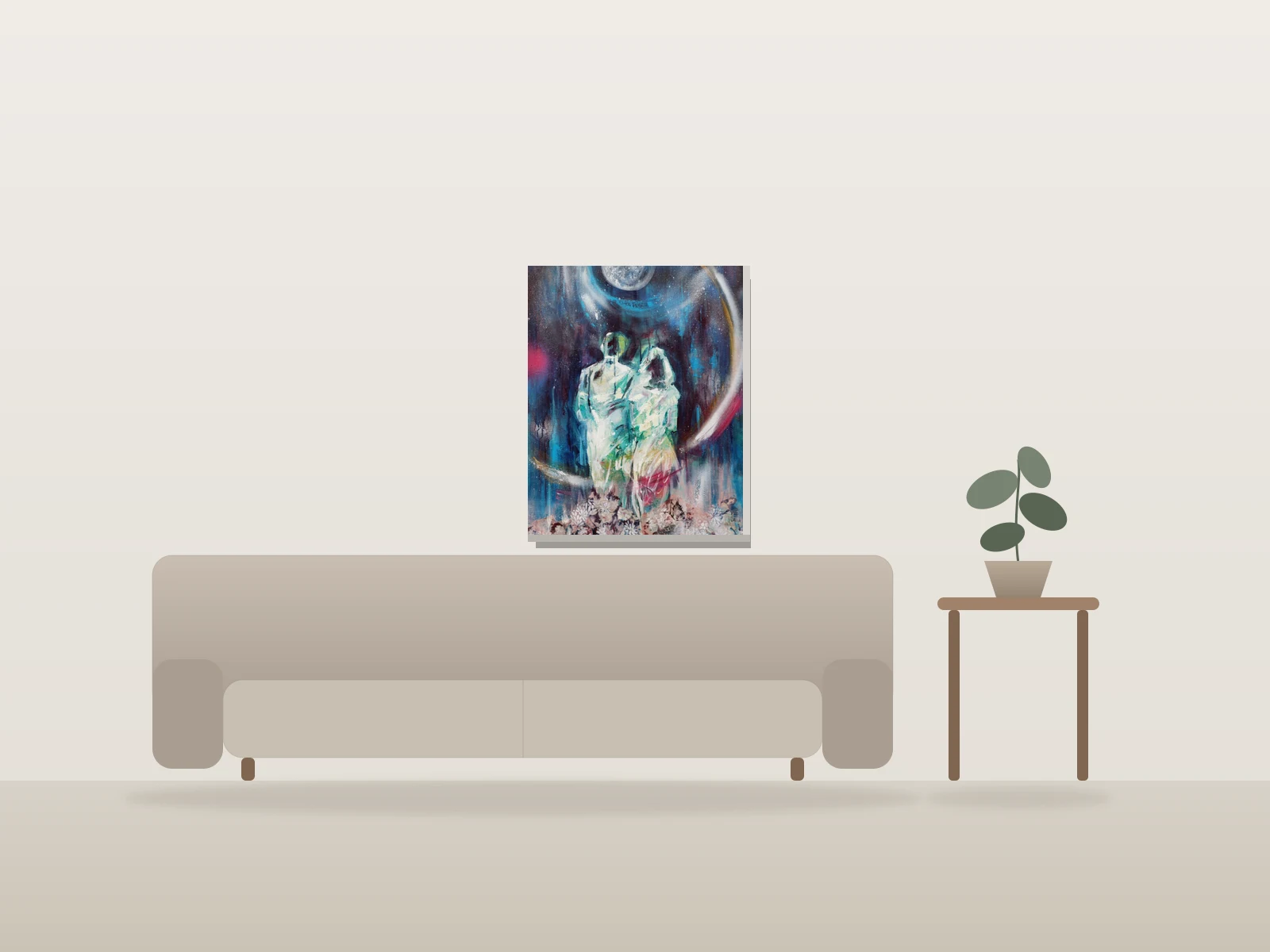 Sérénade au clair de lune by Angela Bisson shown to scale in a room
