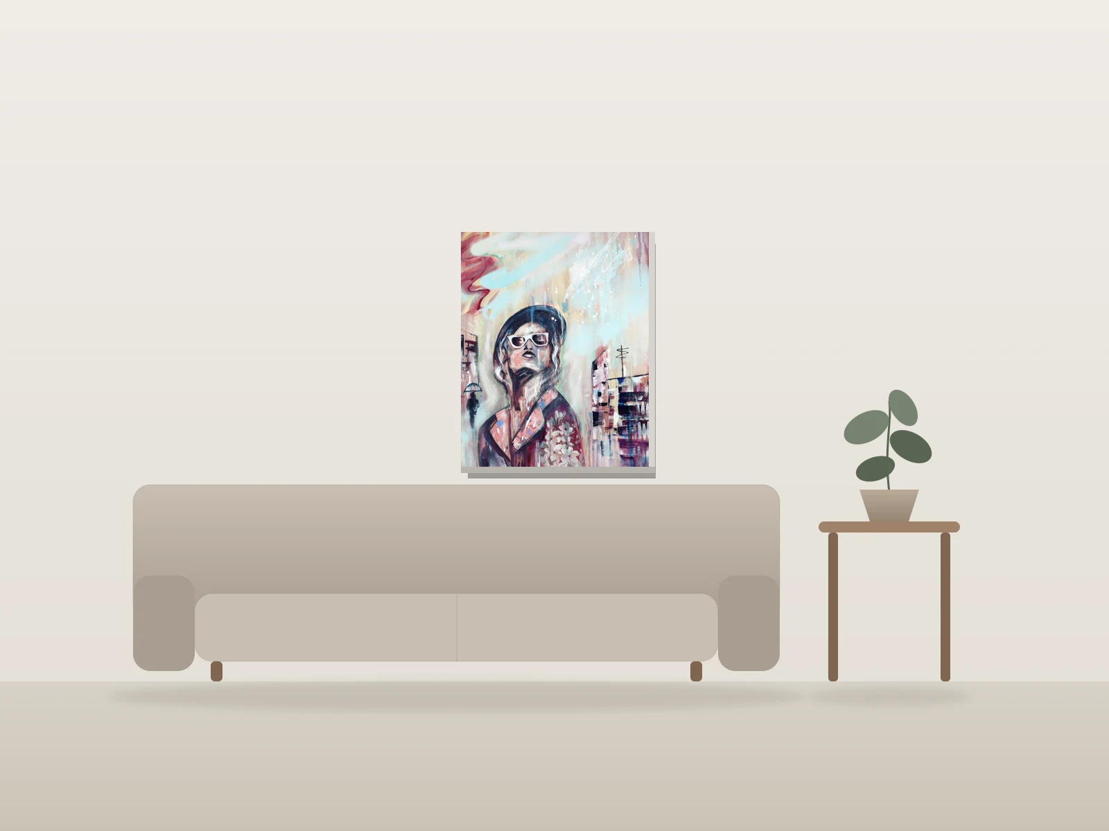 Après la pluie by Angela Bisson shown to scale in a room