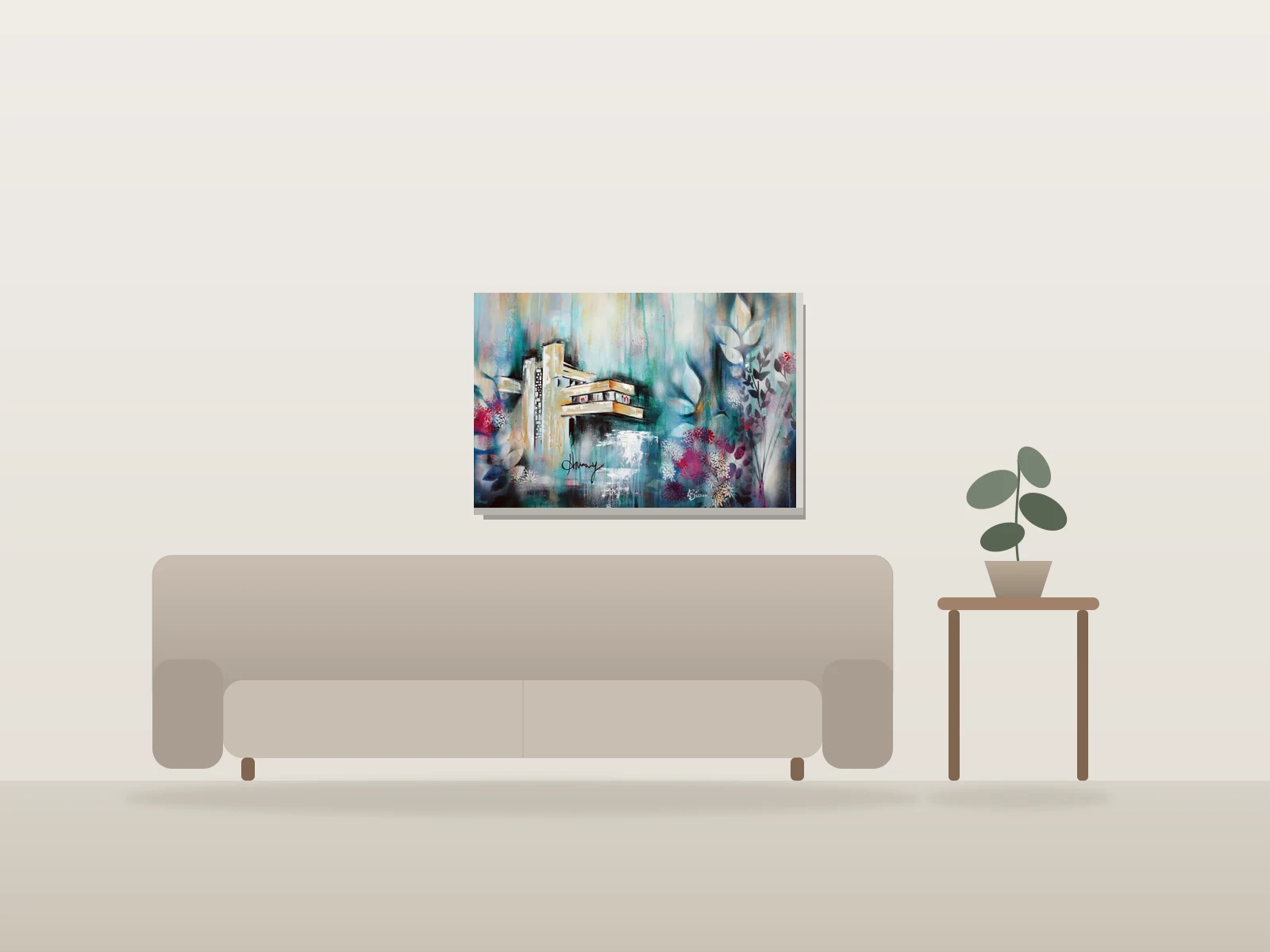 Harmony 20 by Angela Bisson shown to scale in a room