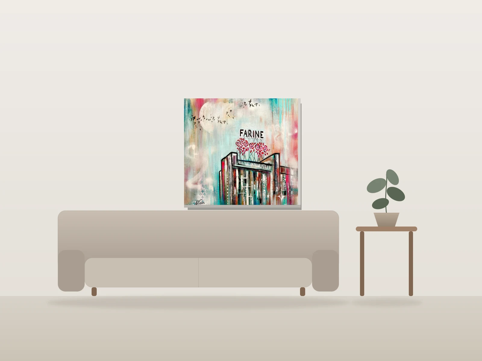 Farine Five Roses by Angela Bisson shown to scale in a room