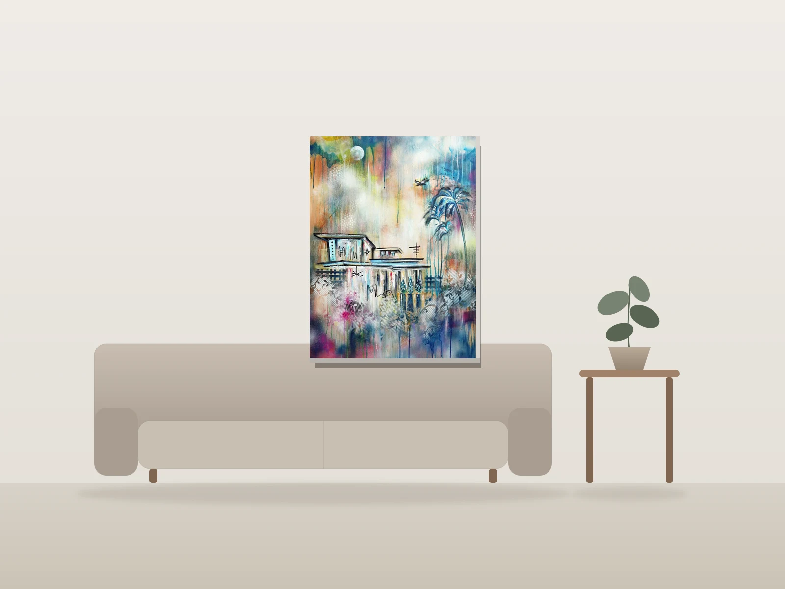 Harmony III by Angela Bisson shown to scale in a room