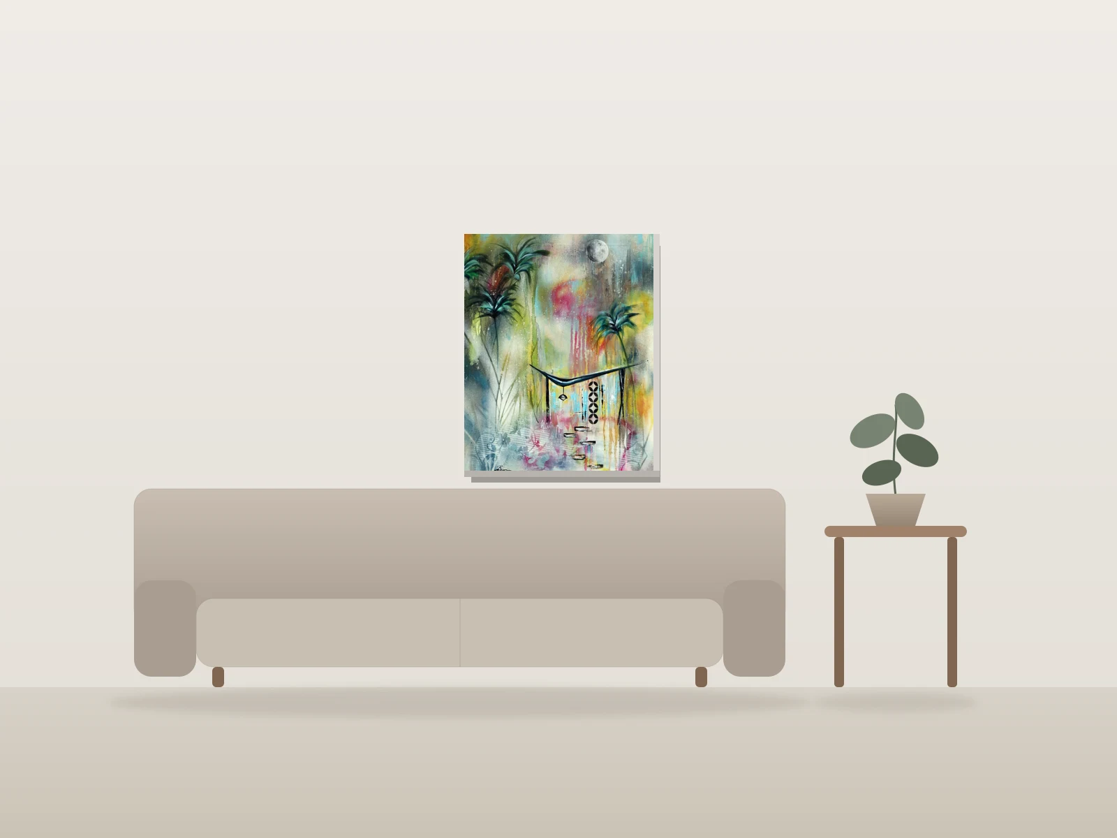 Harmony VI by Angela Bisson shown to scale in a room
