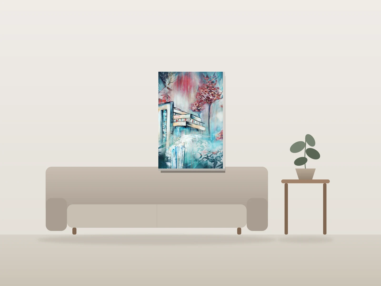 Harmony XII by Angela Bisson shown to scale in a room