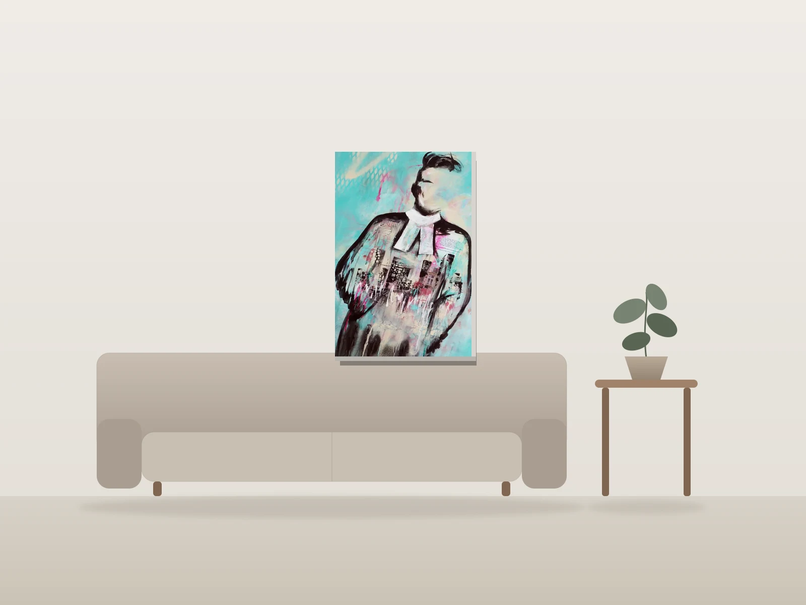 Le pouls de la justice by Angela Bisson shown to scale in a room