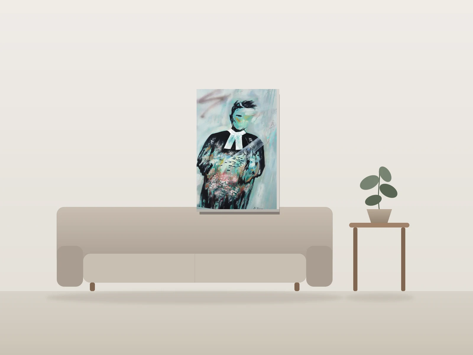 Des profondeurs, la vérité émerge by Angela Bisson shown to scale in a room