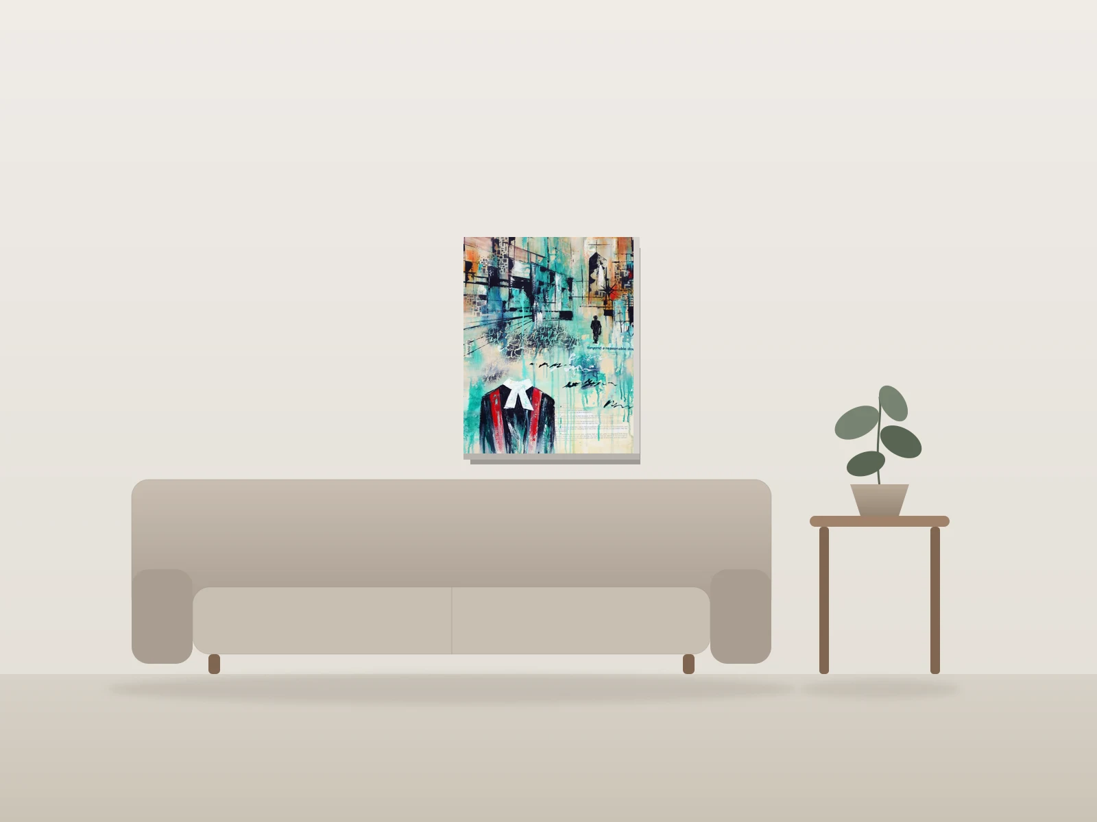 Hors de tout doute raisonnable by Angela Bisson shown to scale in a room