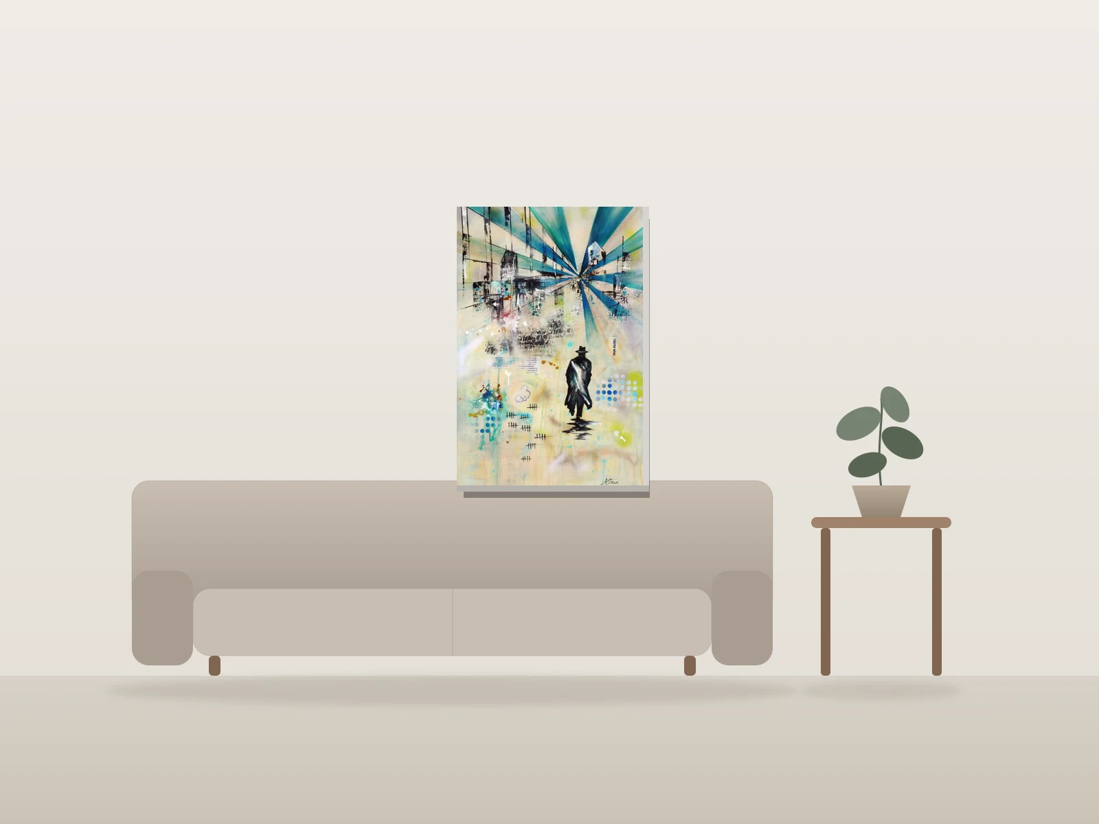 Vers la liberté by Angela Bisson shown to scale in a room
