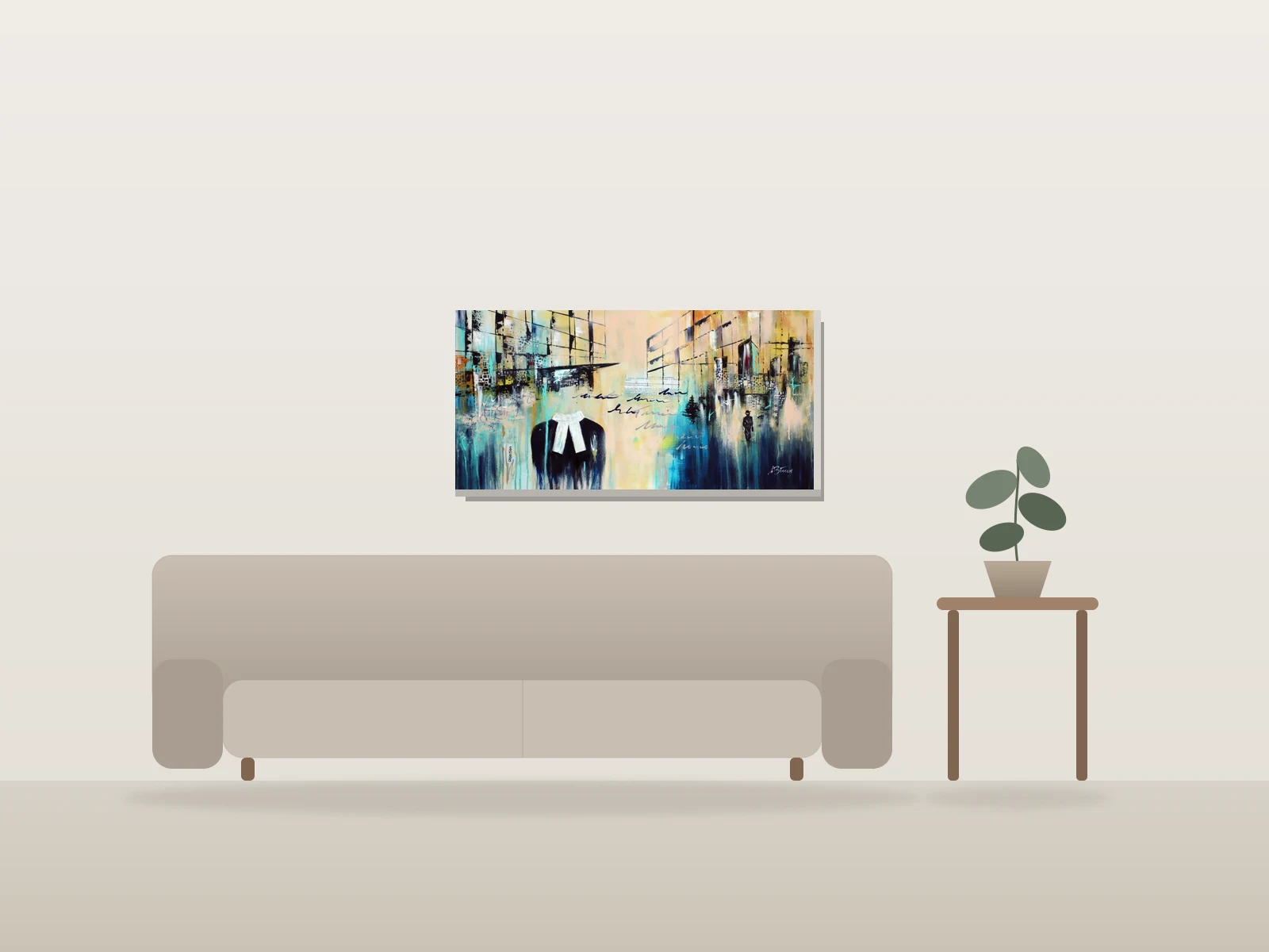 Objection by Angela Bisson shown to scale in a room