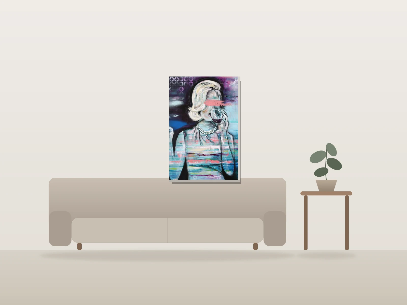 La vie en rose by Angela Bisson shown to scale in a room