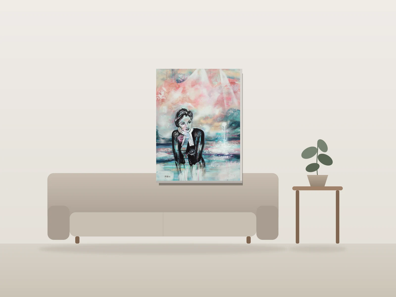 Daydreamer by Angela Bisson shown to scale in a room