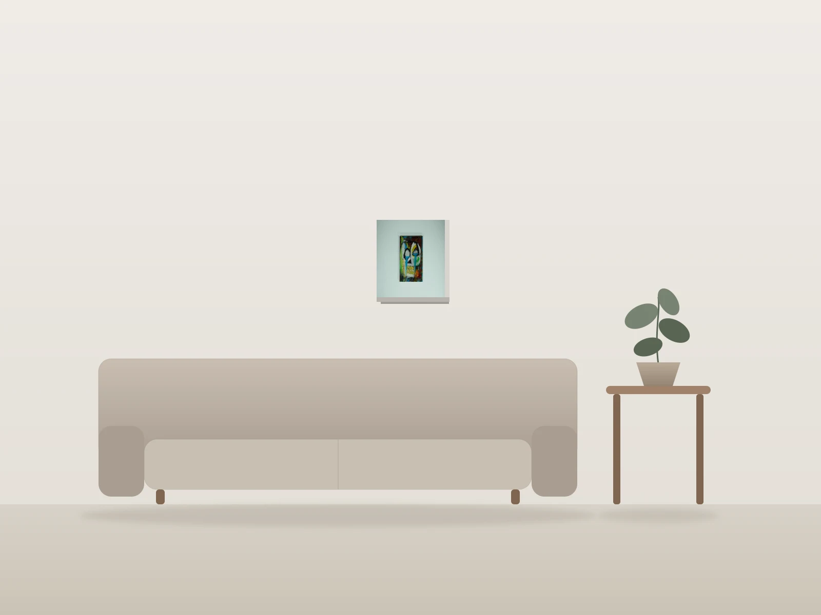 Sans titre by Naqo shown to scale in a room