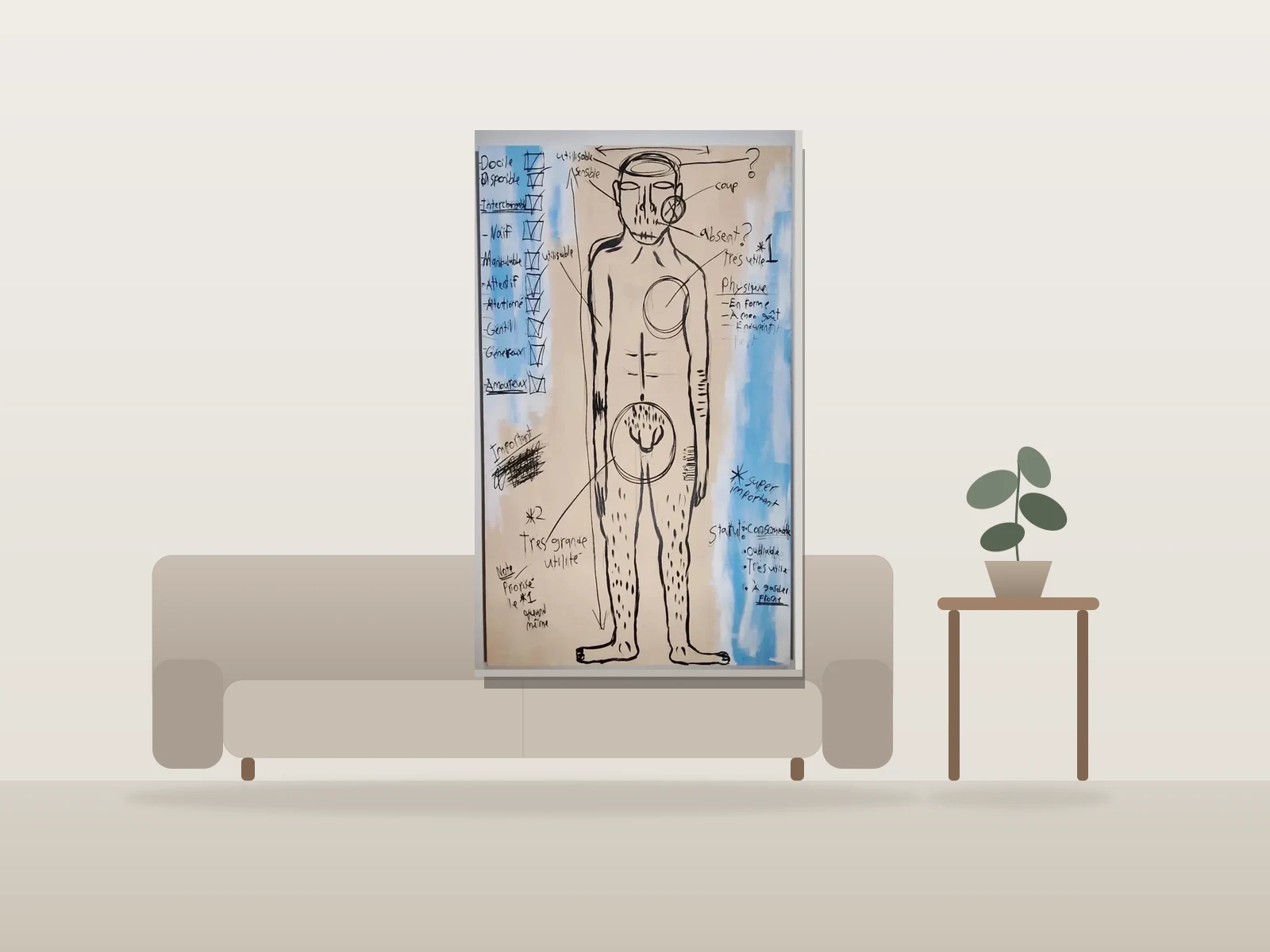 Prends ce que tu veux by Naqo shown to scale in a room