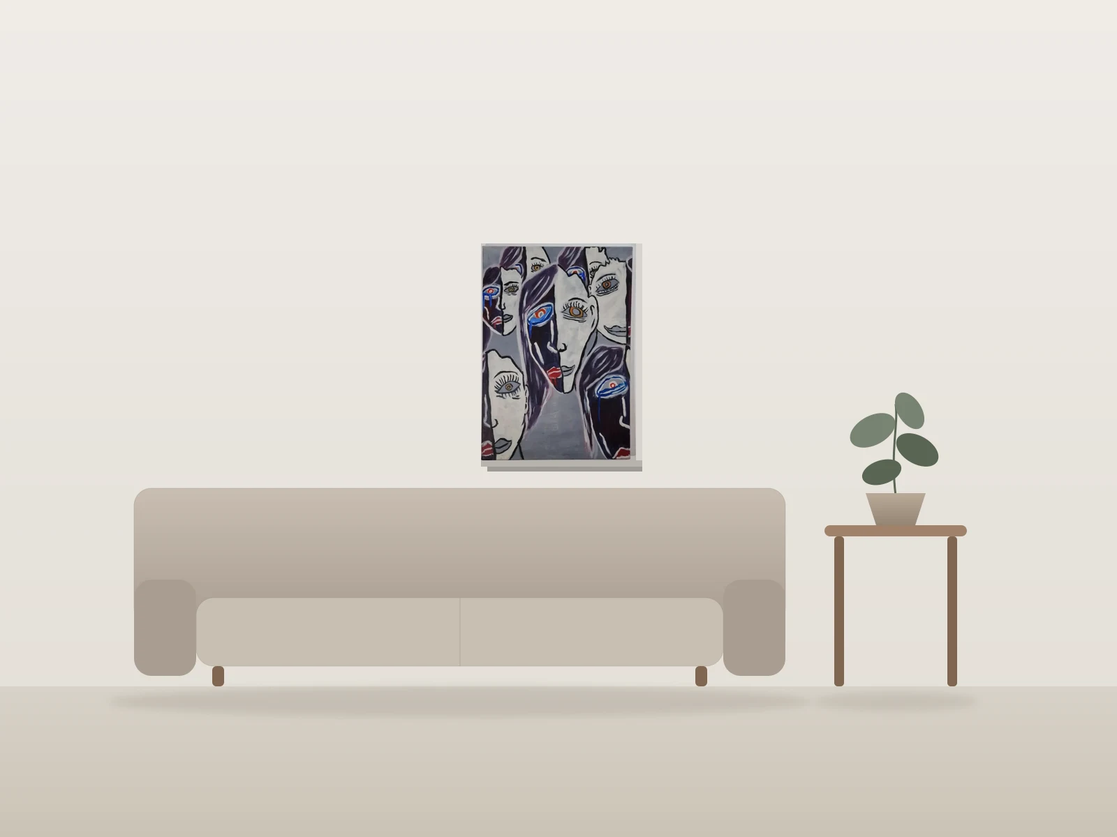 Toi aussi ? by Naqo shown to scale in a room