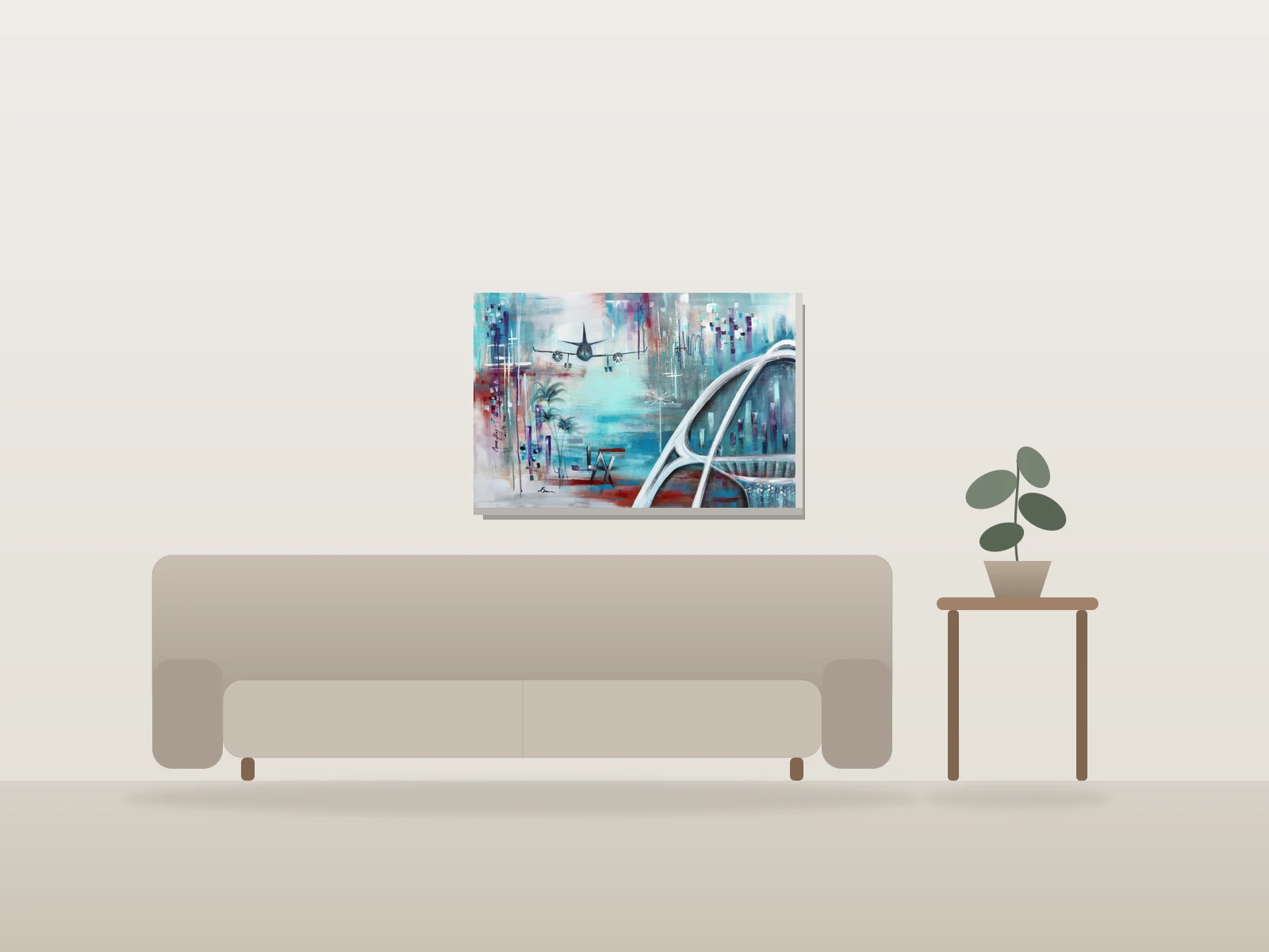 LAX V by Angela Bisson shown to scale in a room